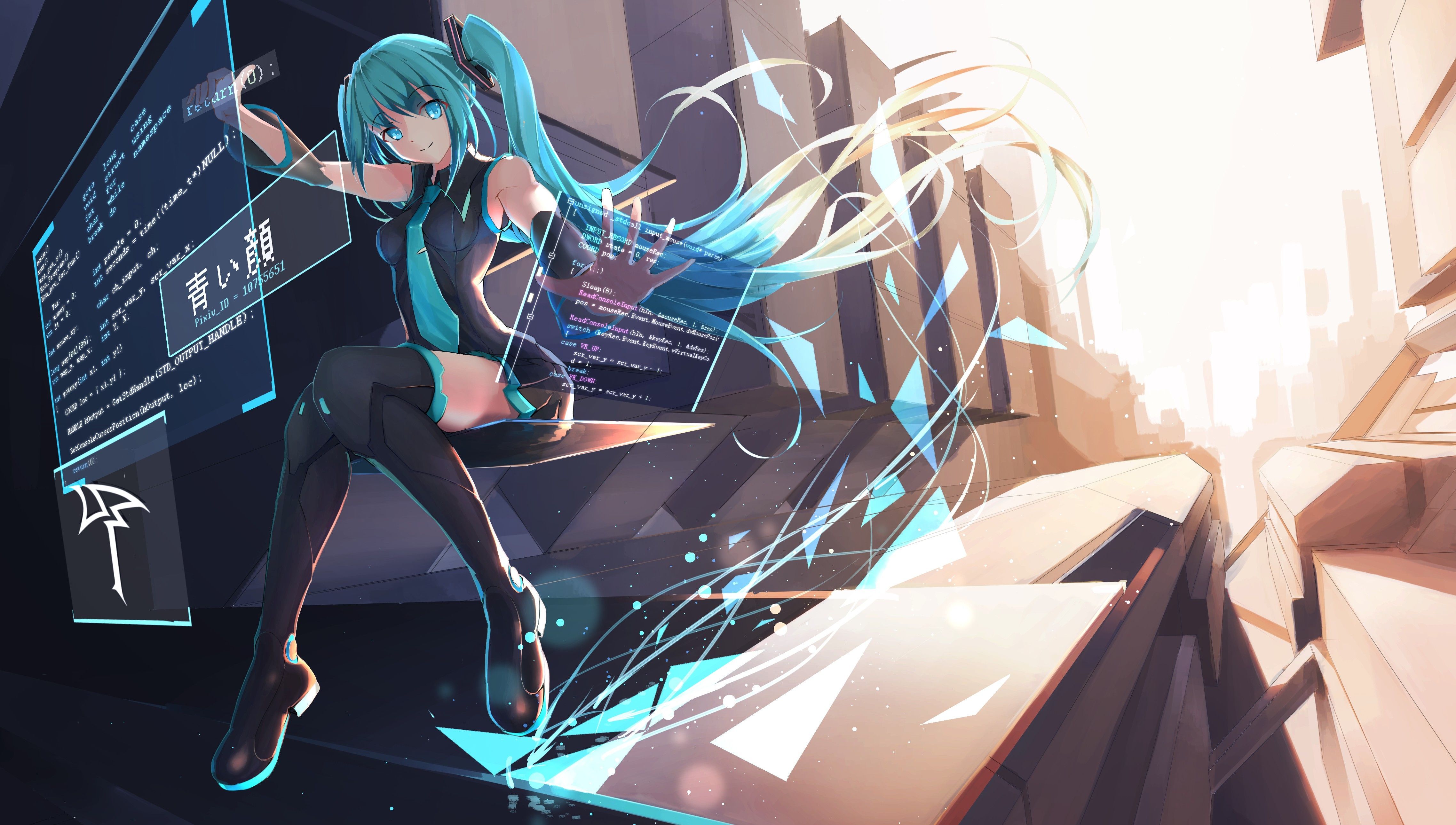 Anime 4552x2580 anime girls long hair Vocaloid Hatsune Miku thigh