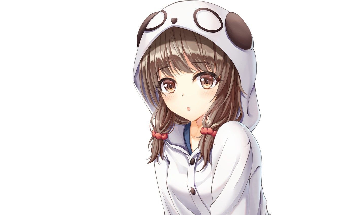 Wallpaper girl, hood, white background, Seishun Yarou wa bunny