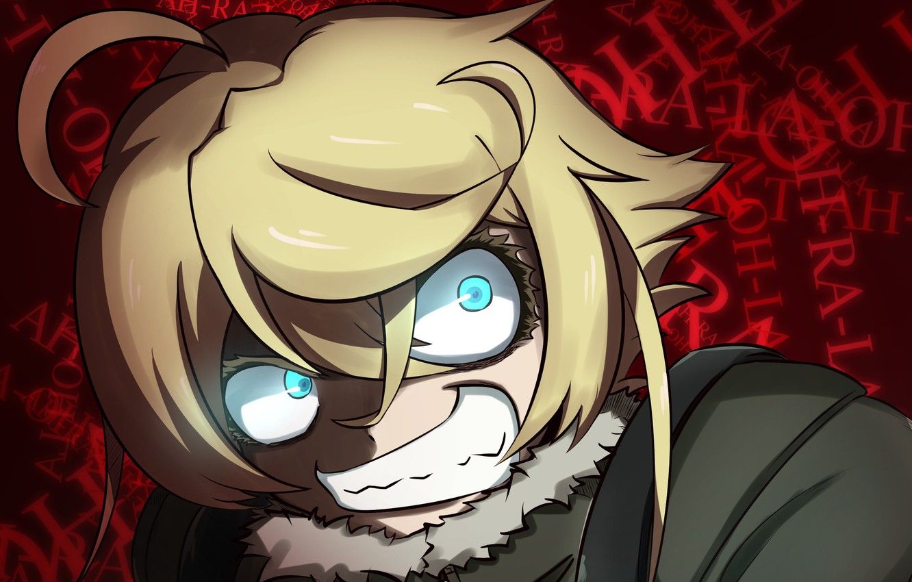 Wallpaper girl, blood, soldier, military, war, anime, chibi, blue