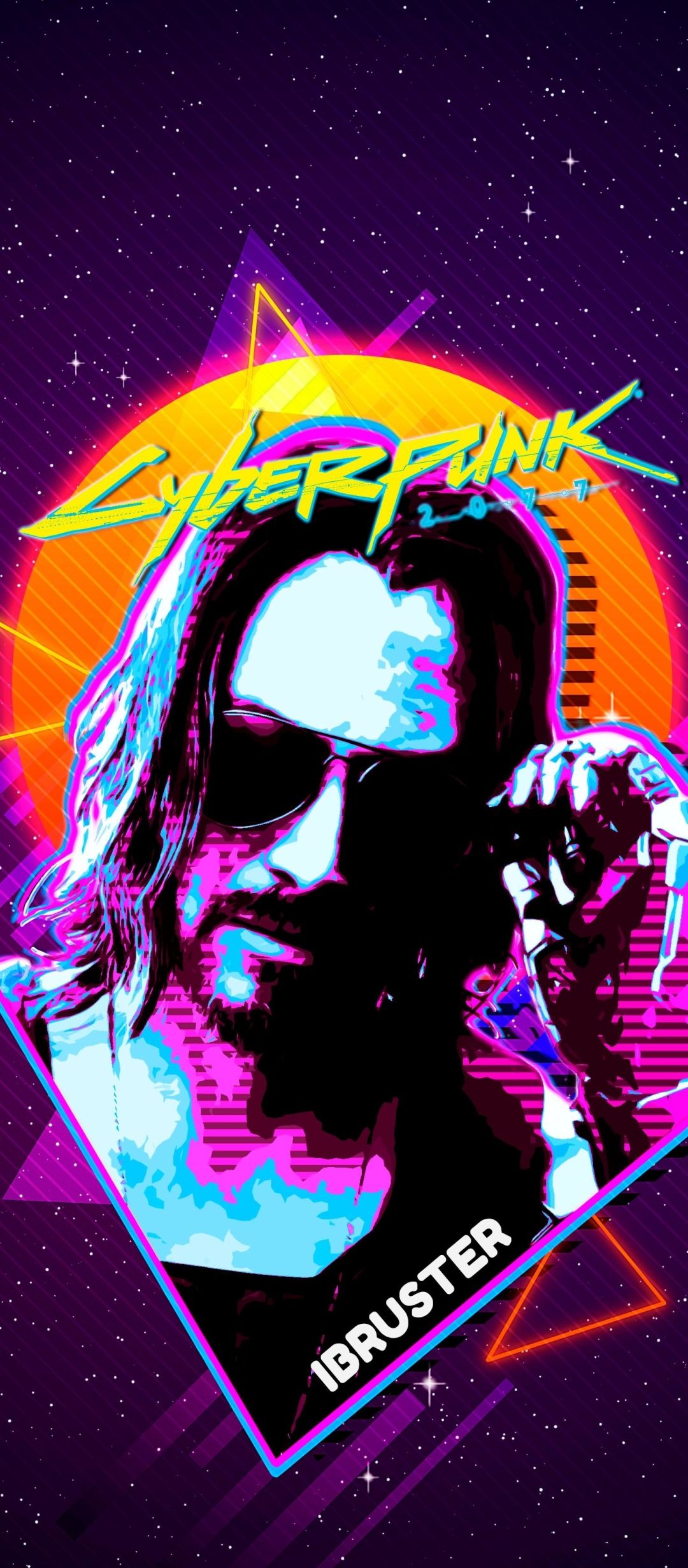 Keanu Reeves Cyberpunk 2077 Retro Art 1080x2460