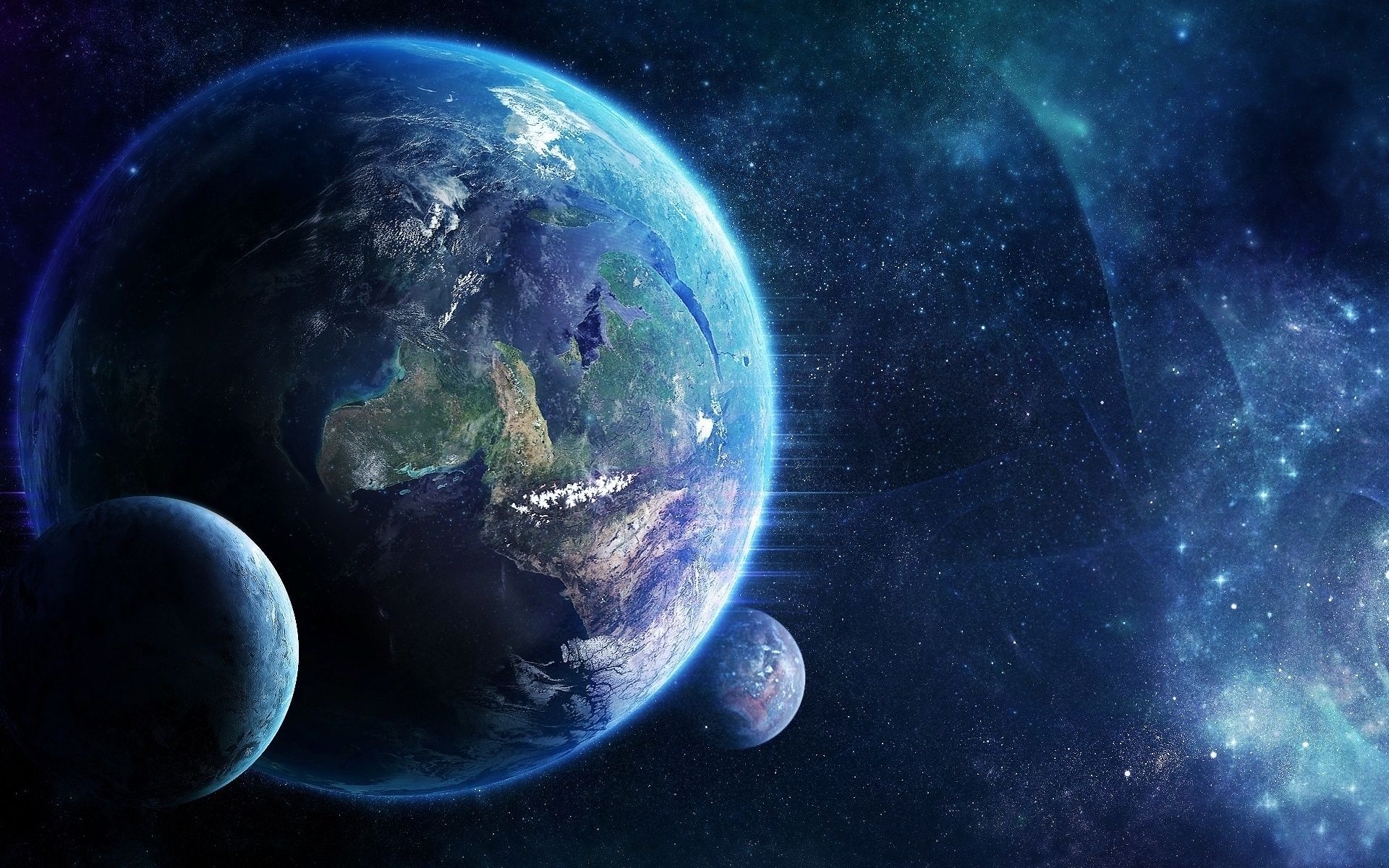 Earth Moving In Space With Small Planets Picture Of Earth
