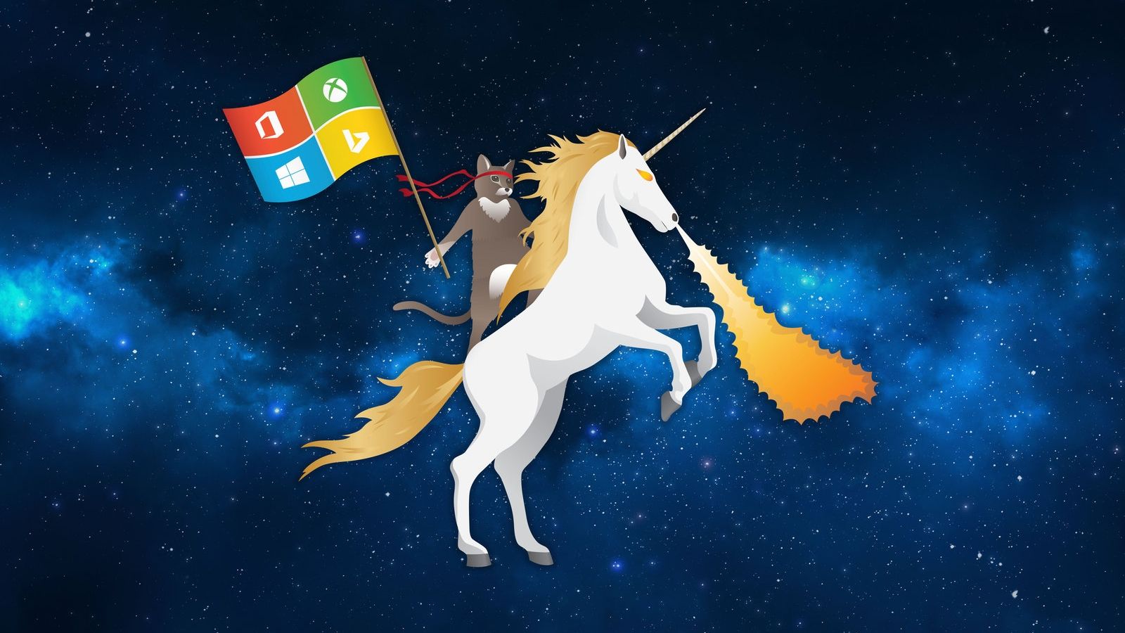 Free download MS Ninja Cat Riding Unicorn Space Blue