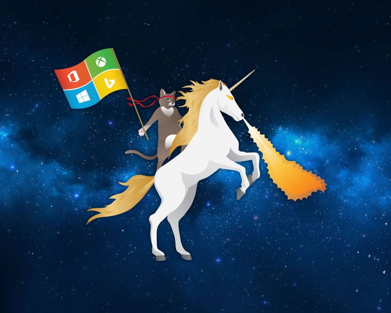 Free download MS Ninja Cat Riding Unicorn Space Blue