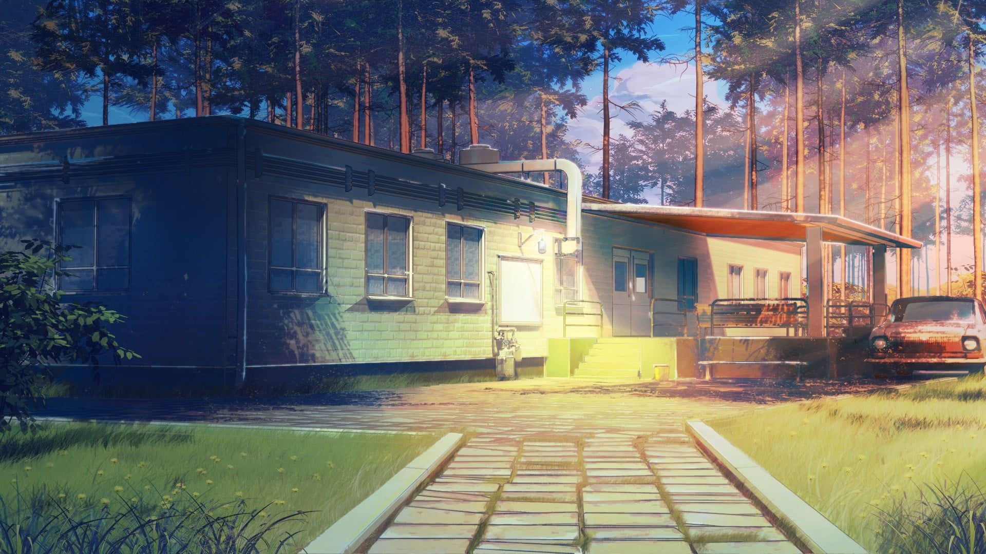 Green wooden house, ArseniXC, Everlasting Summer, anime HD wallpaper