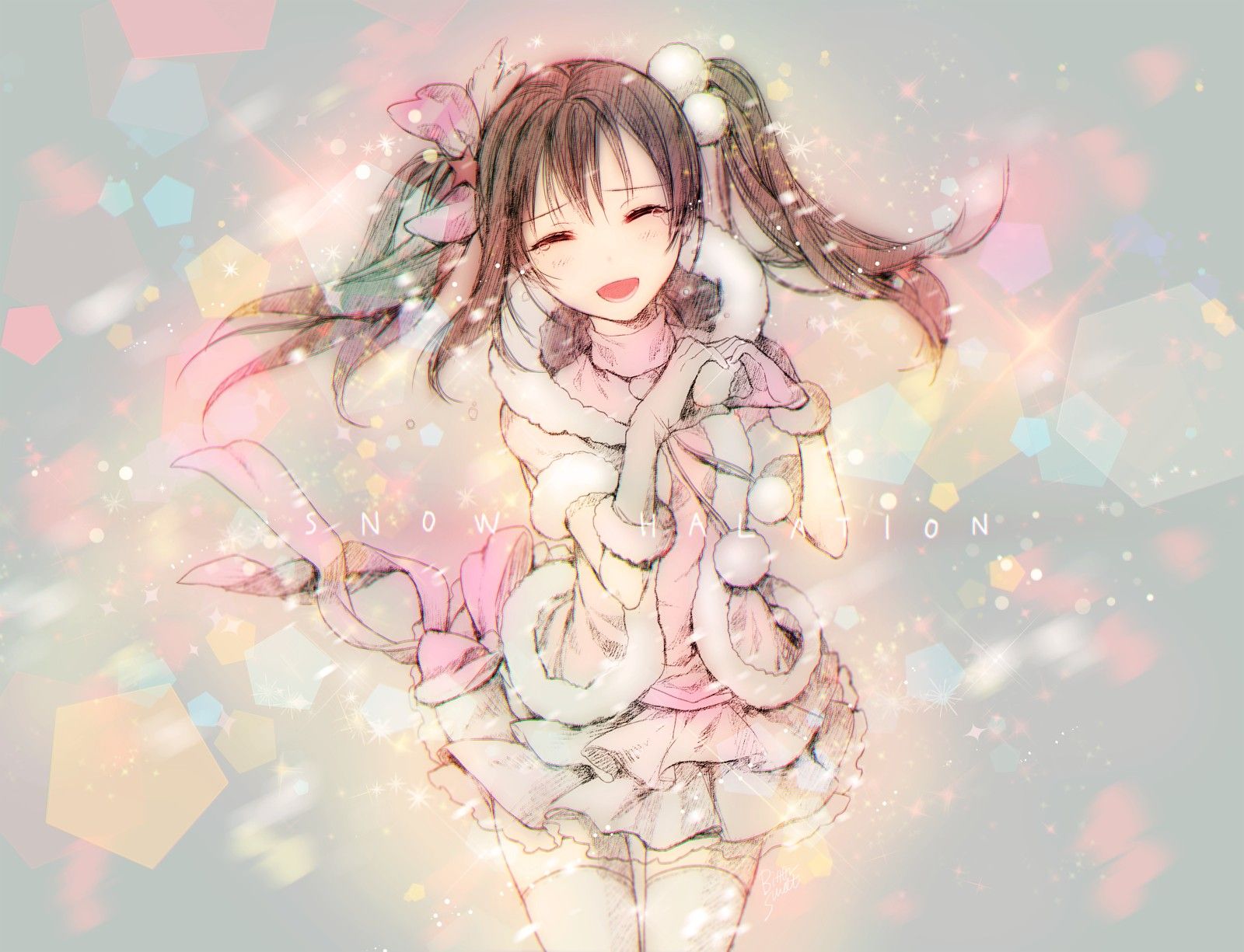 #heart, #Yazawa Nico, #thigh Highs, #twintails, #long Hair