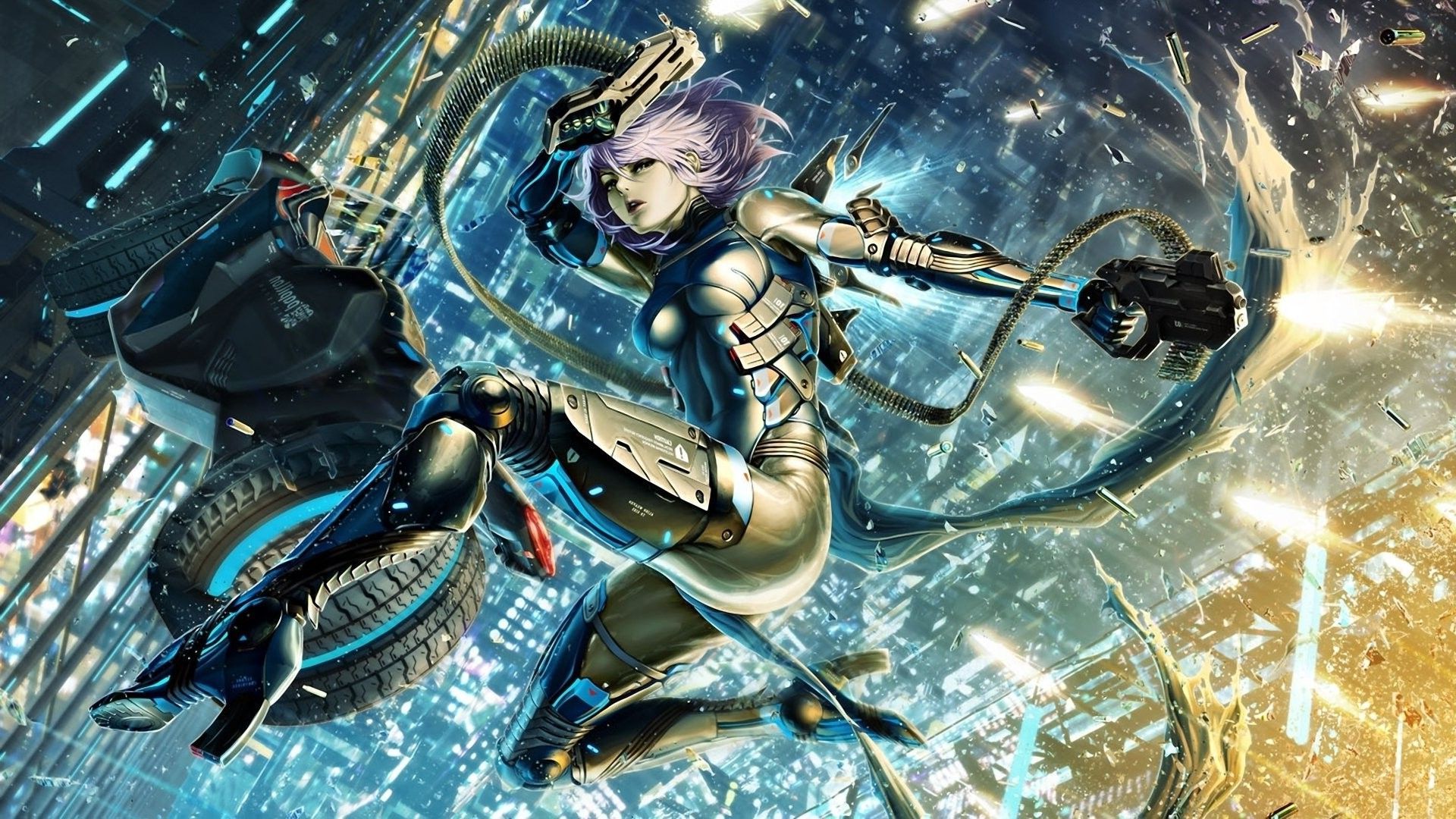 artwork, Fantasy Art, Anime, Cyborg, Futuristic, City, Original Characters Wallpaper HD / Desktop and Mobile Background