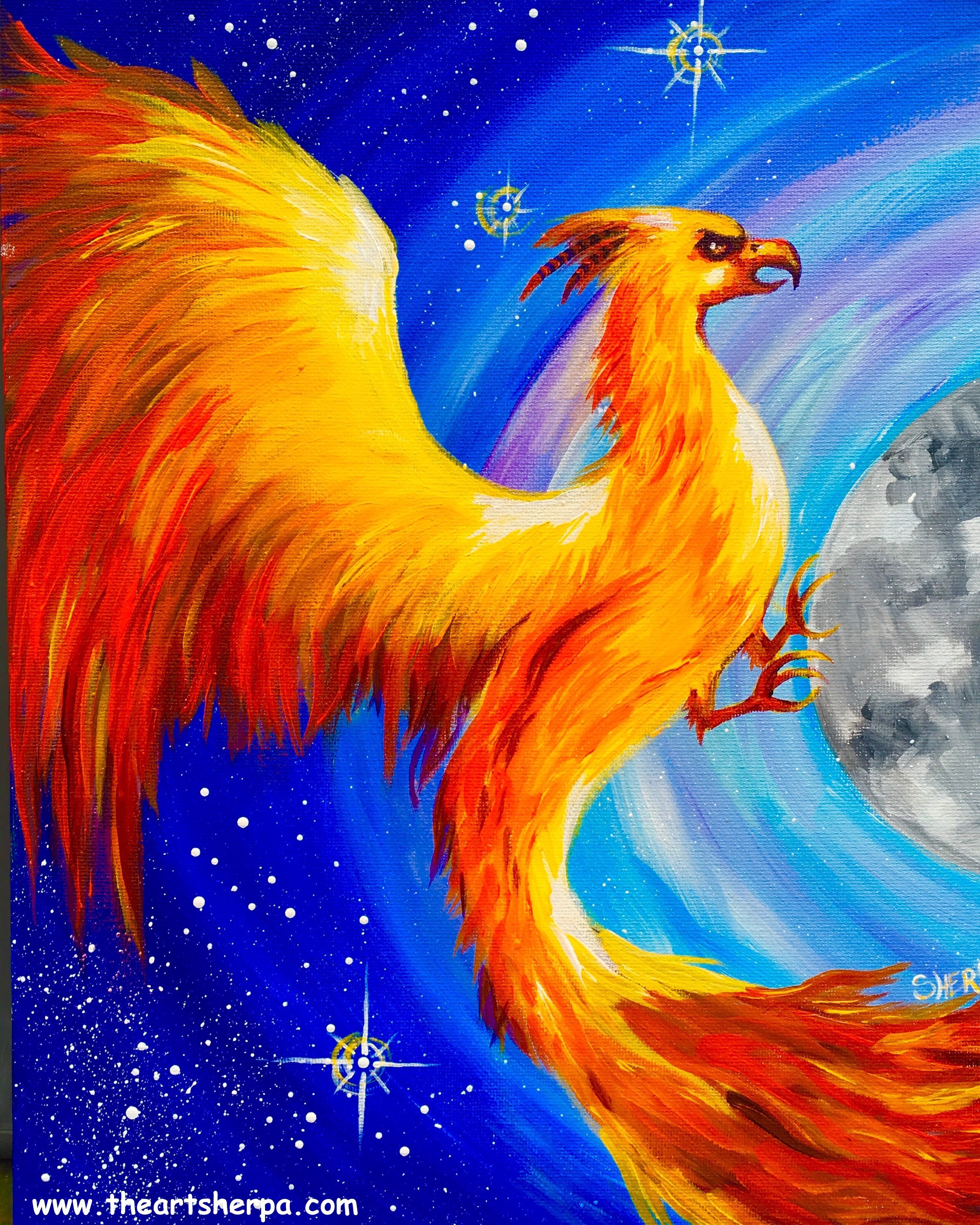 Fawkes the Phoenix Harry Potter Beginner Acrylic Painting Tutorial