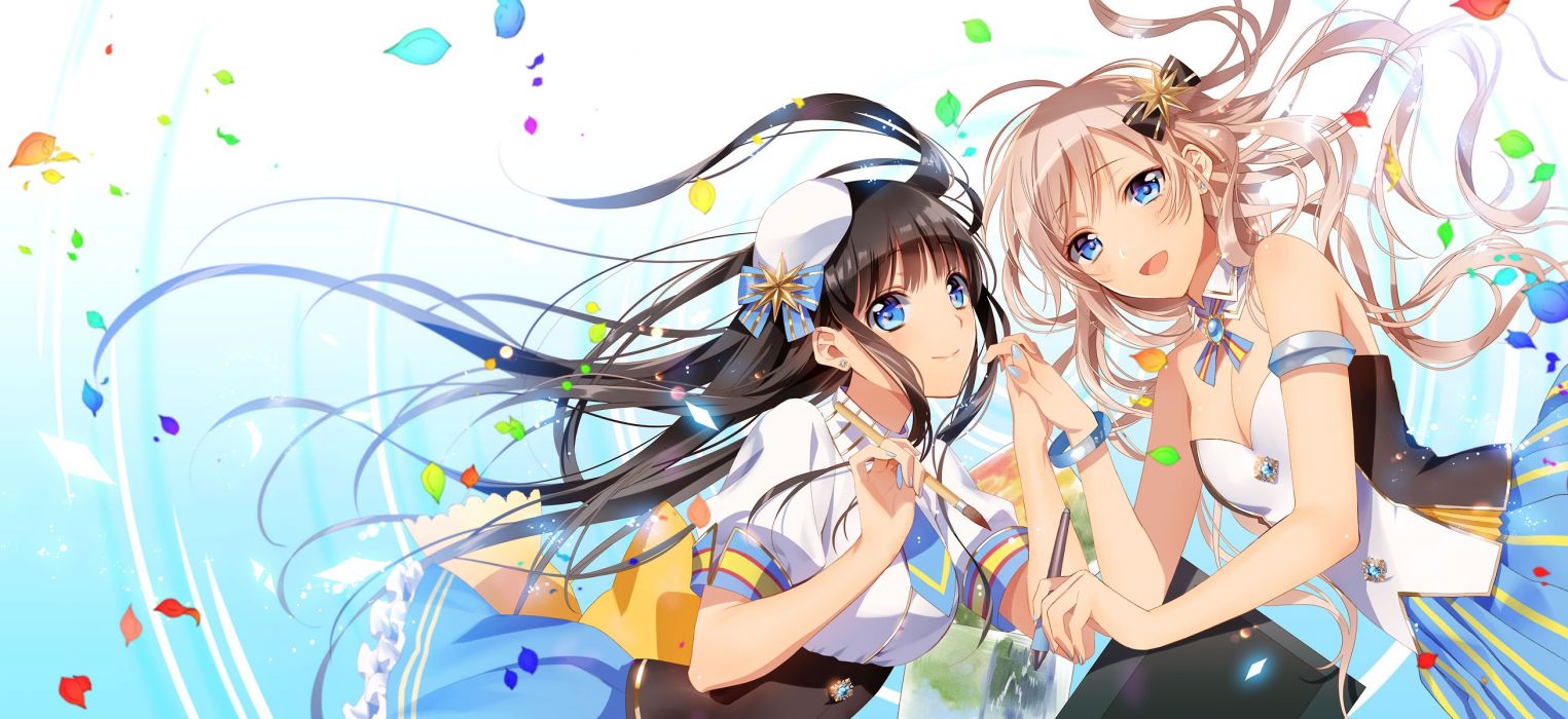 Anime girls together friend wallpaperx1200