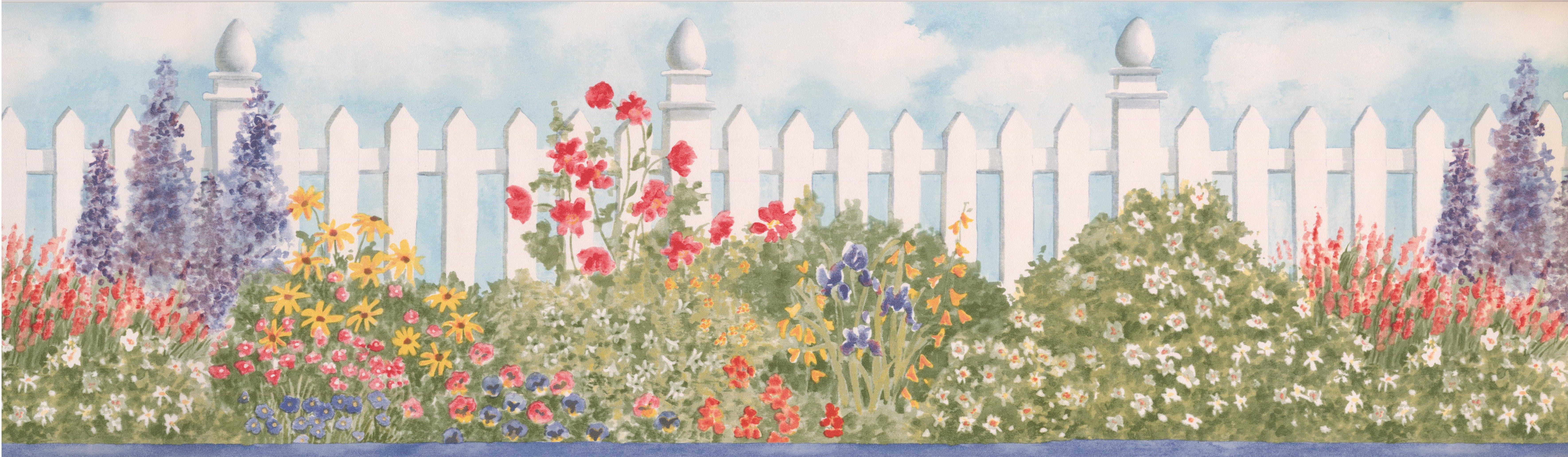Retro Art Fence Floral Wallpaper Border' x 6.87