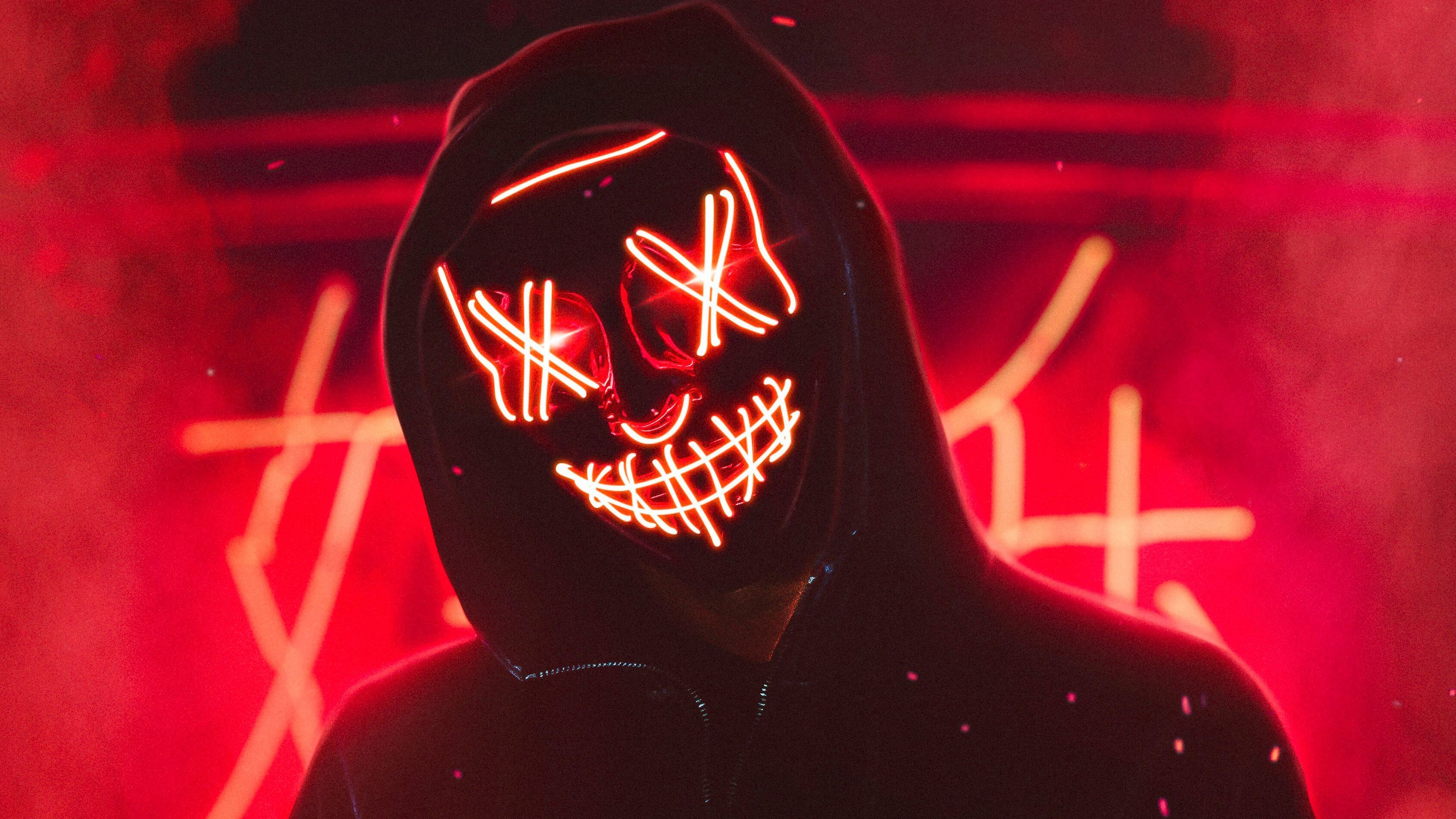 Neon Mask Guy 4k, HD Artist, 4k Wallpaper, Image, Background