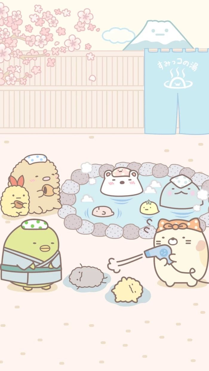 sumikko gurashi at onsen. Cute wallpaper, Download cute