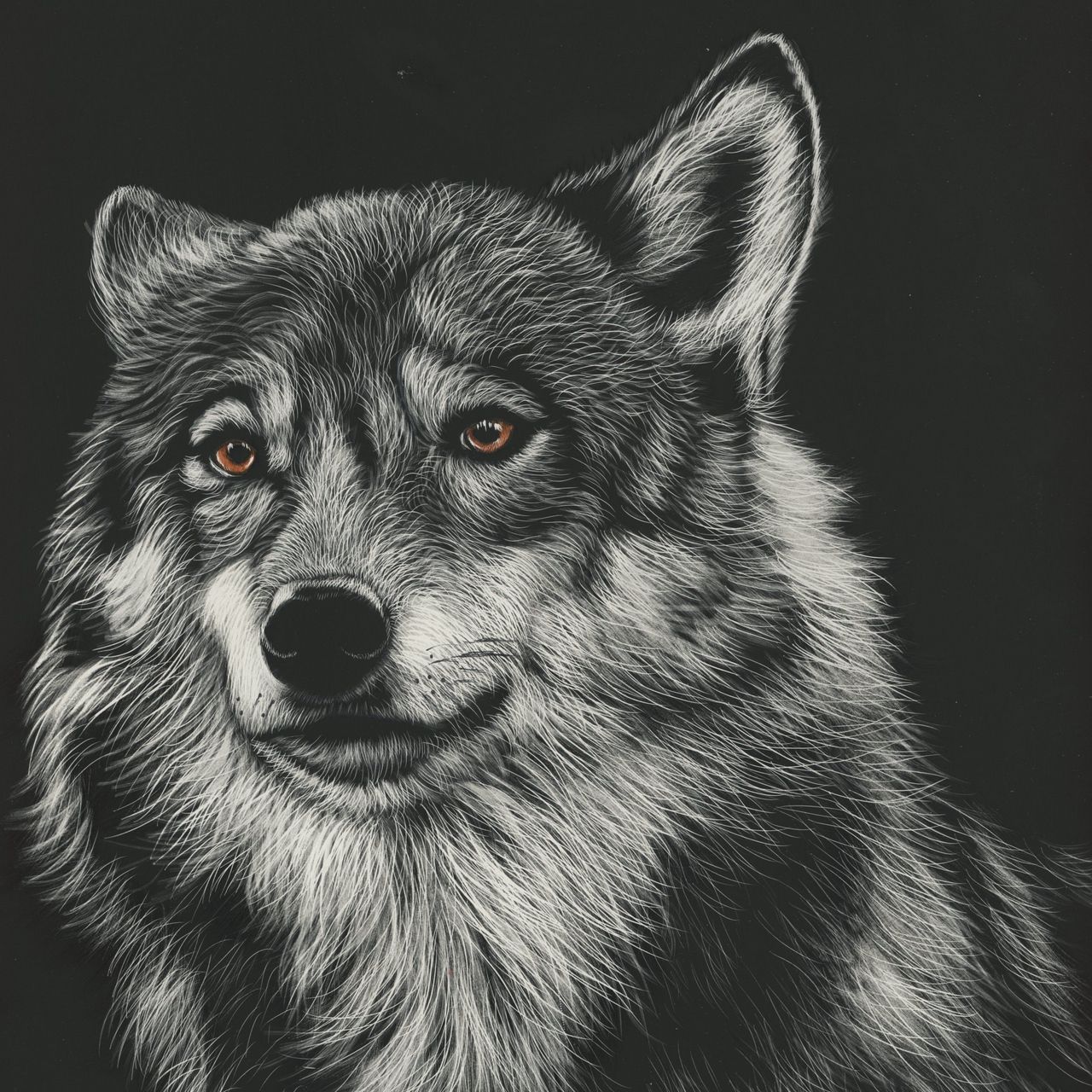 Download wallpaper 1280x1280 wolf, drawing, art, predator, head