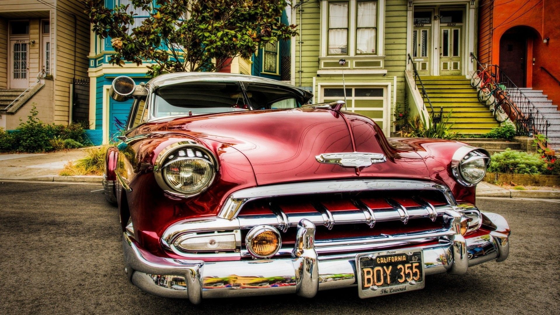Chevrolet, Vintage, Car, Oldtimer, Red Cars, Vehicle, Trees, House
