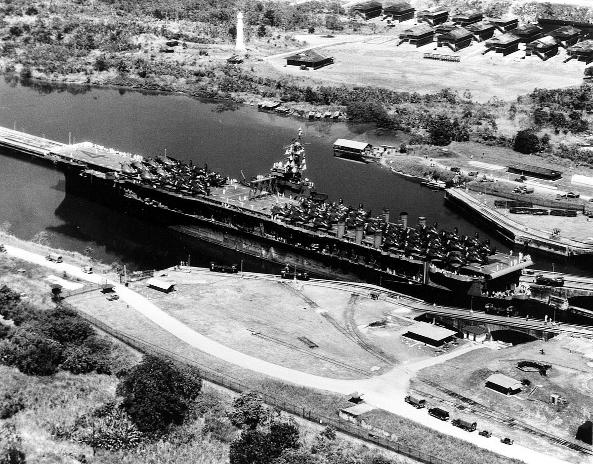 USS Ranger (CV 4) In Panama Canal 1945.jpeg