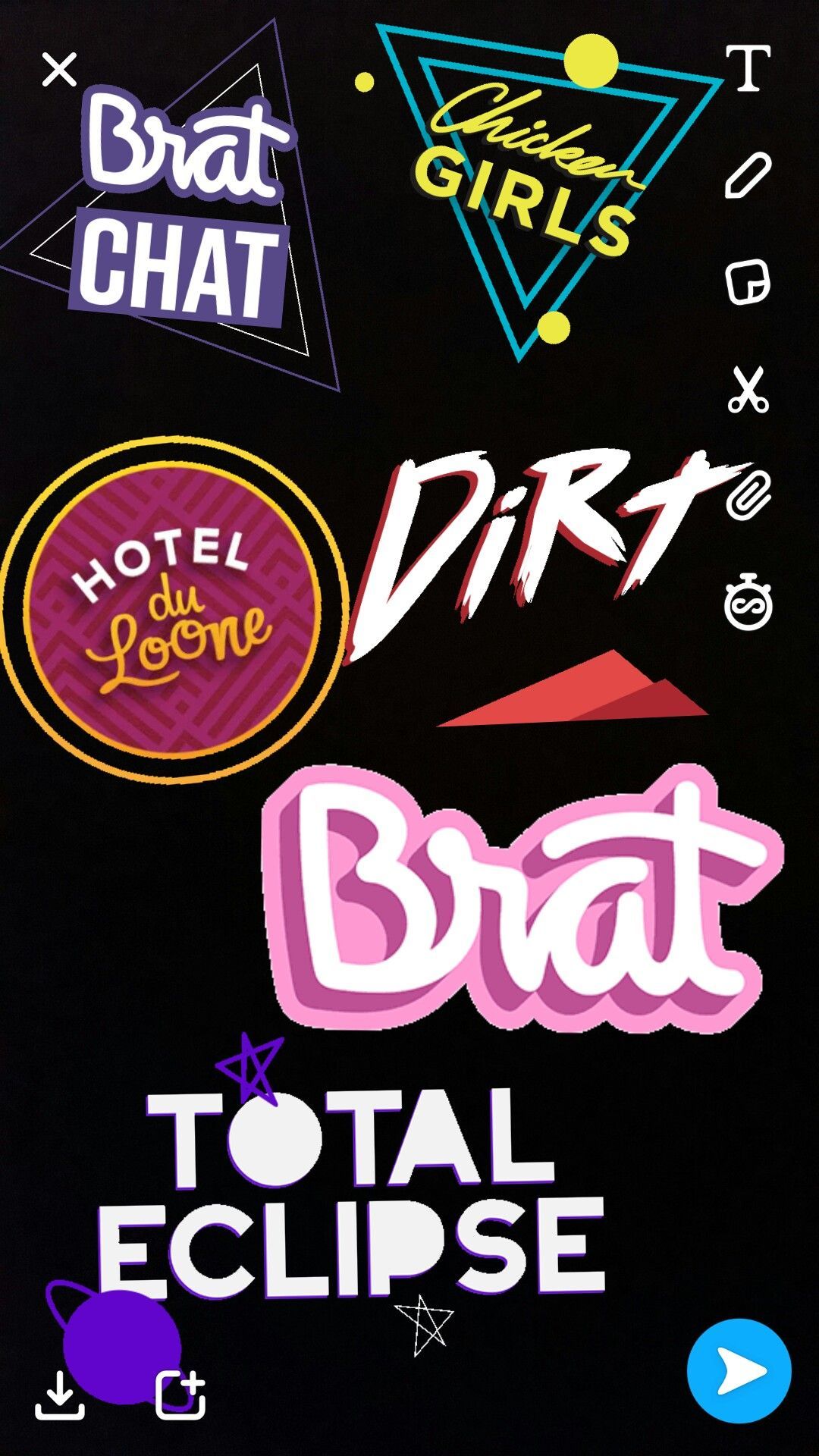 How cool are these Brat snapchat stickers!?!?. Girl stickers
