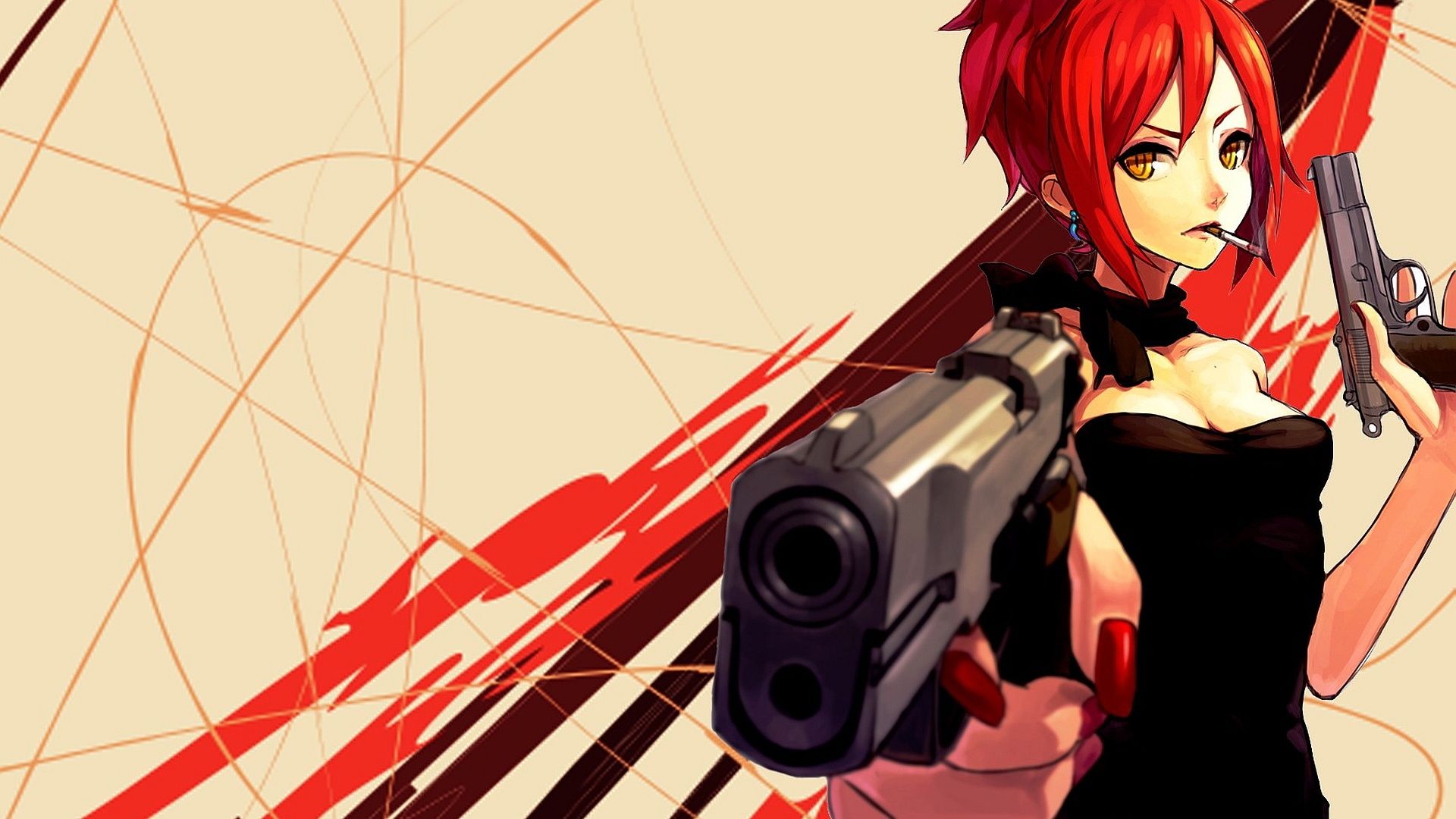 Redhead Anime Girl With Guns HD Wallpaperx1080