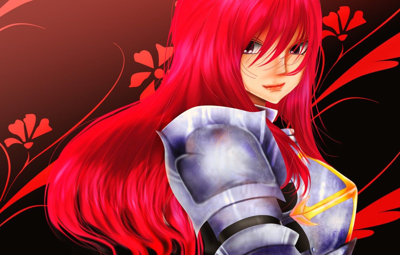 Wallpaper red, armor, red hair, anime, redhead, manga, Fairy Tail