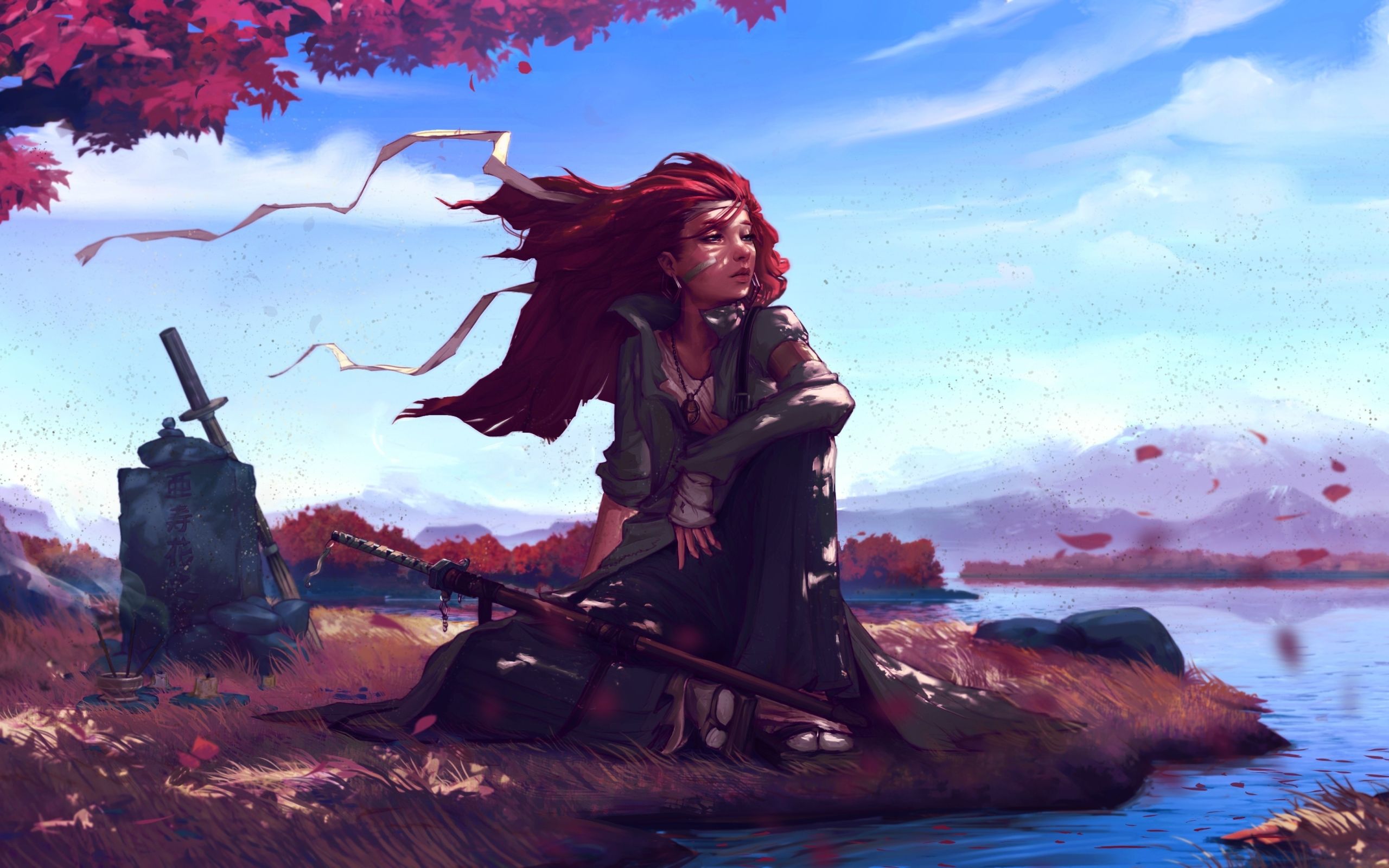 Redhead Anime Girl 2560x1600 Resolution Wallpaper, HD