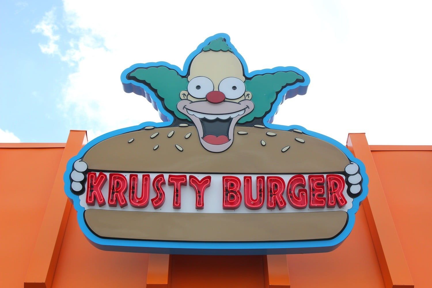 Krusty Burger logo, Krusty the Clown, burgers, sign, The Simpsons.
