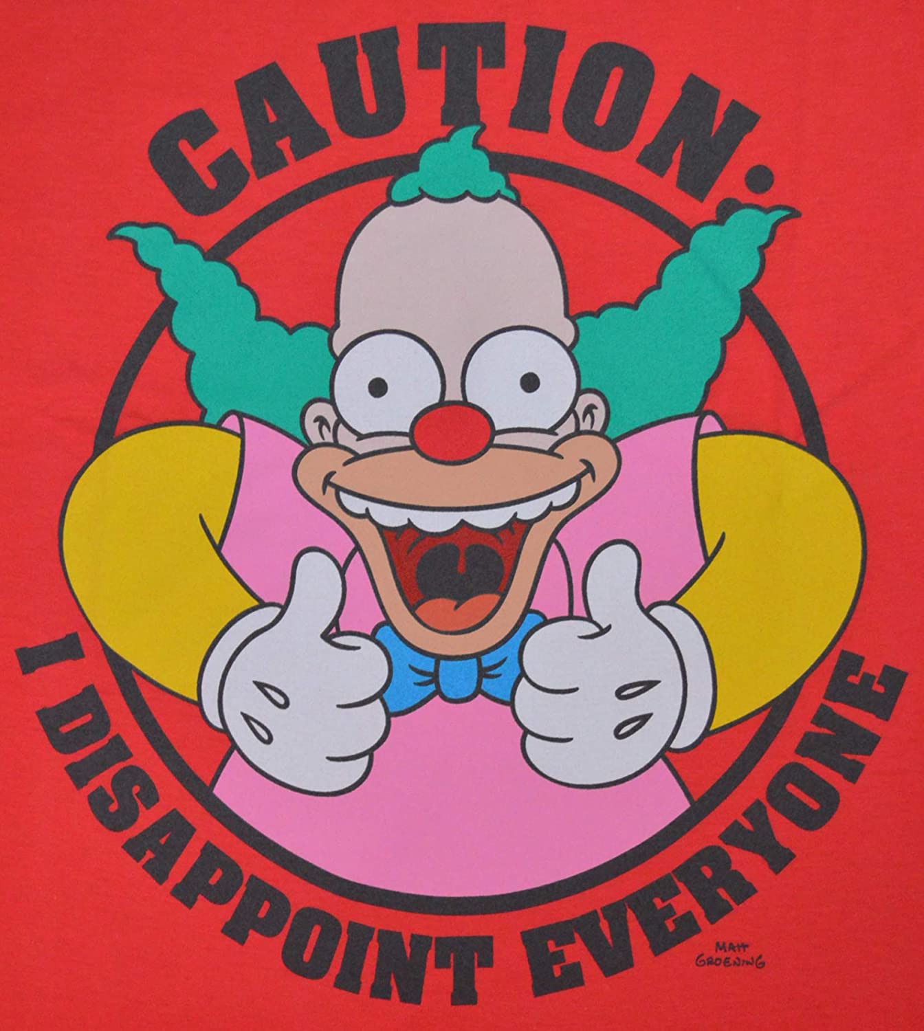 The Simpsons Krusty The Clown Caution I Disappoint Everyone T