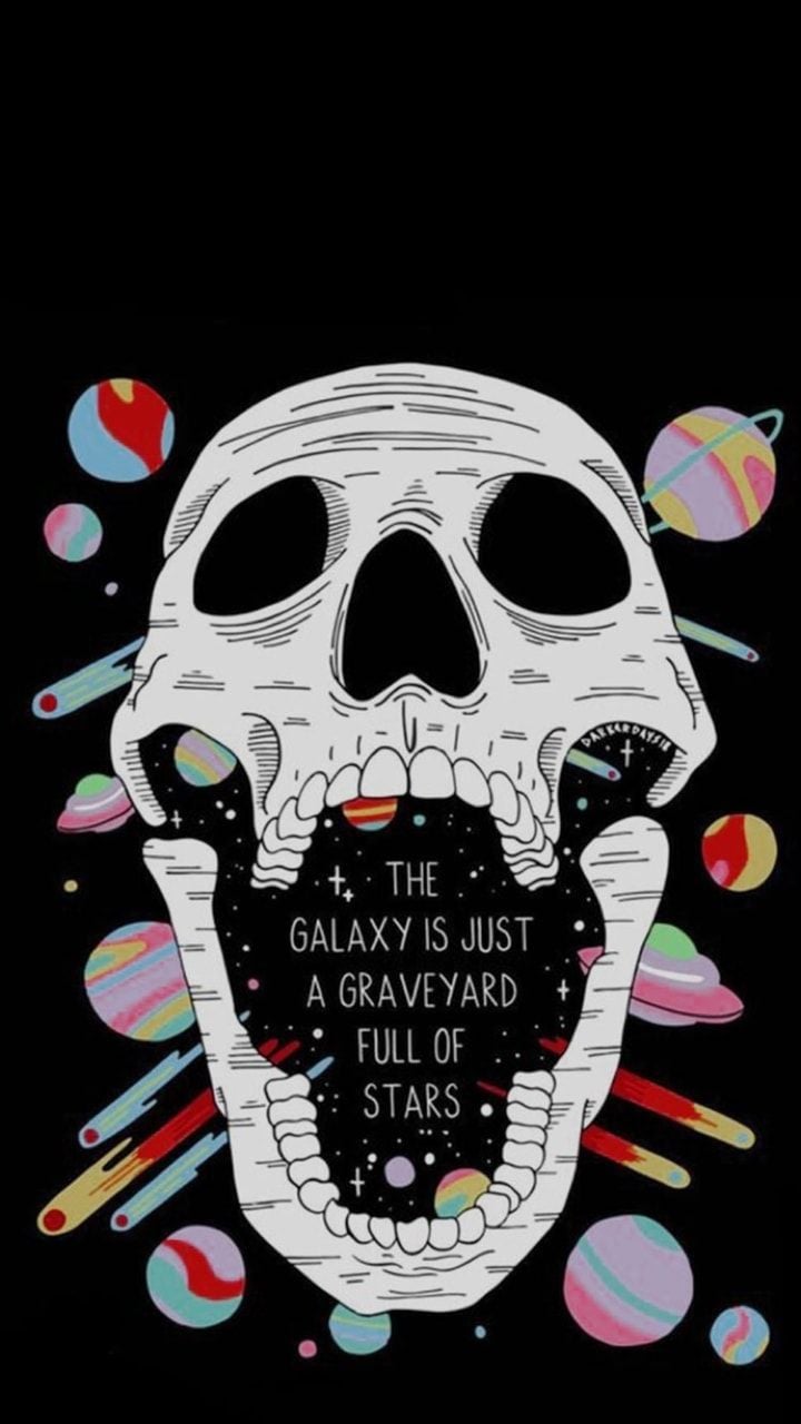 wallpaper, galaxy, skull and phone