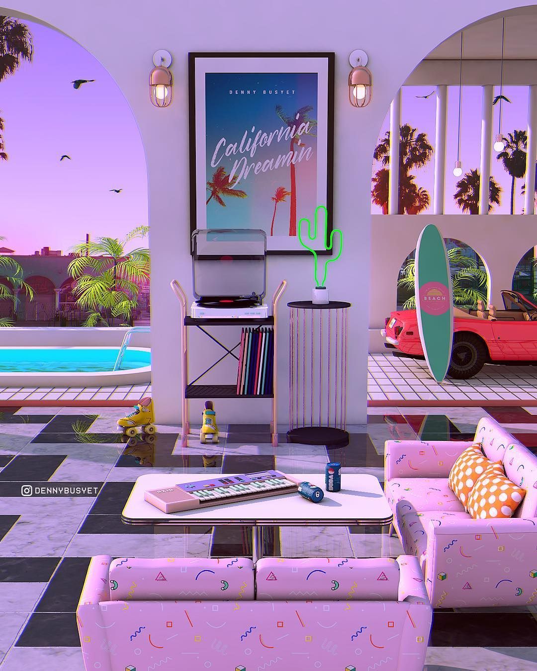 Denny Busyet Dreamlike artwork inspired by 80s / 90s aesthetic