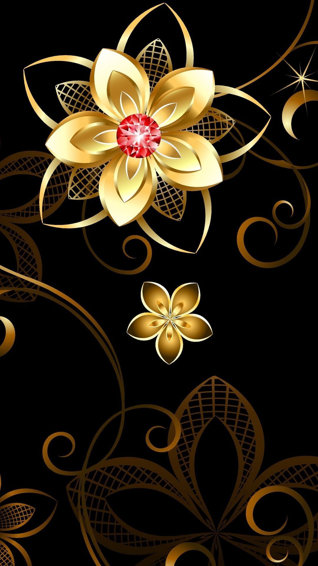 3D Golden Flower. Flower phone wallpaper, Flower wallpaper
