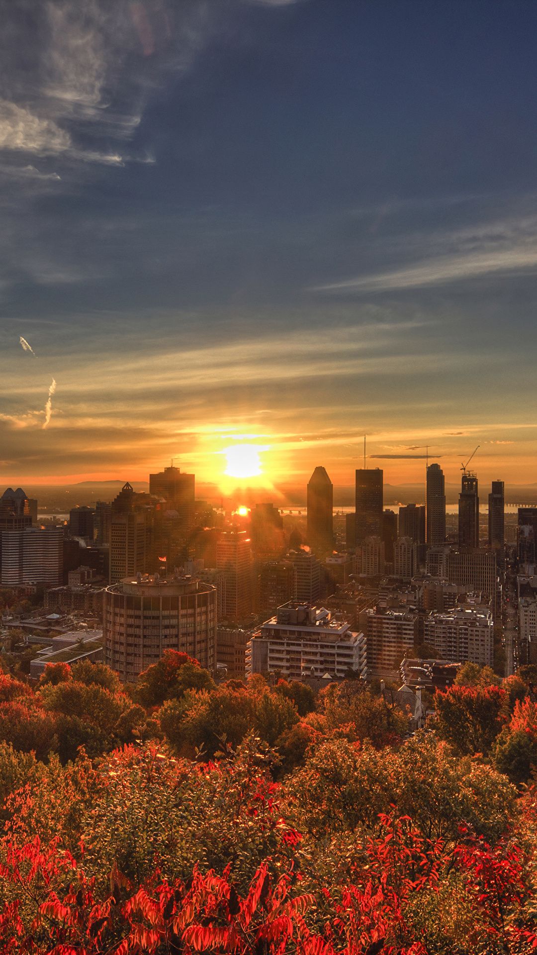 image Canada Megapolis Montreal Autumn Sky sunrise and 1080x1920