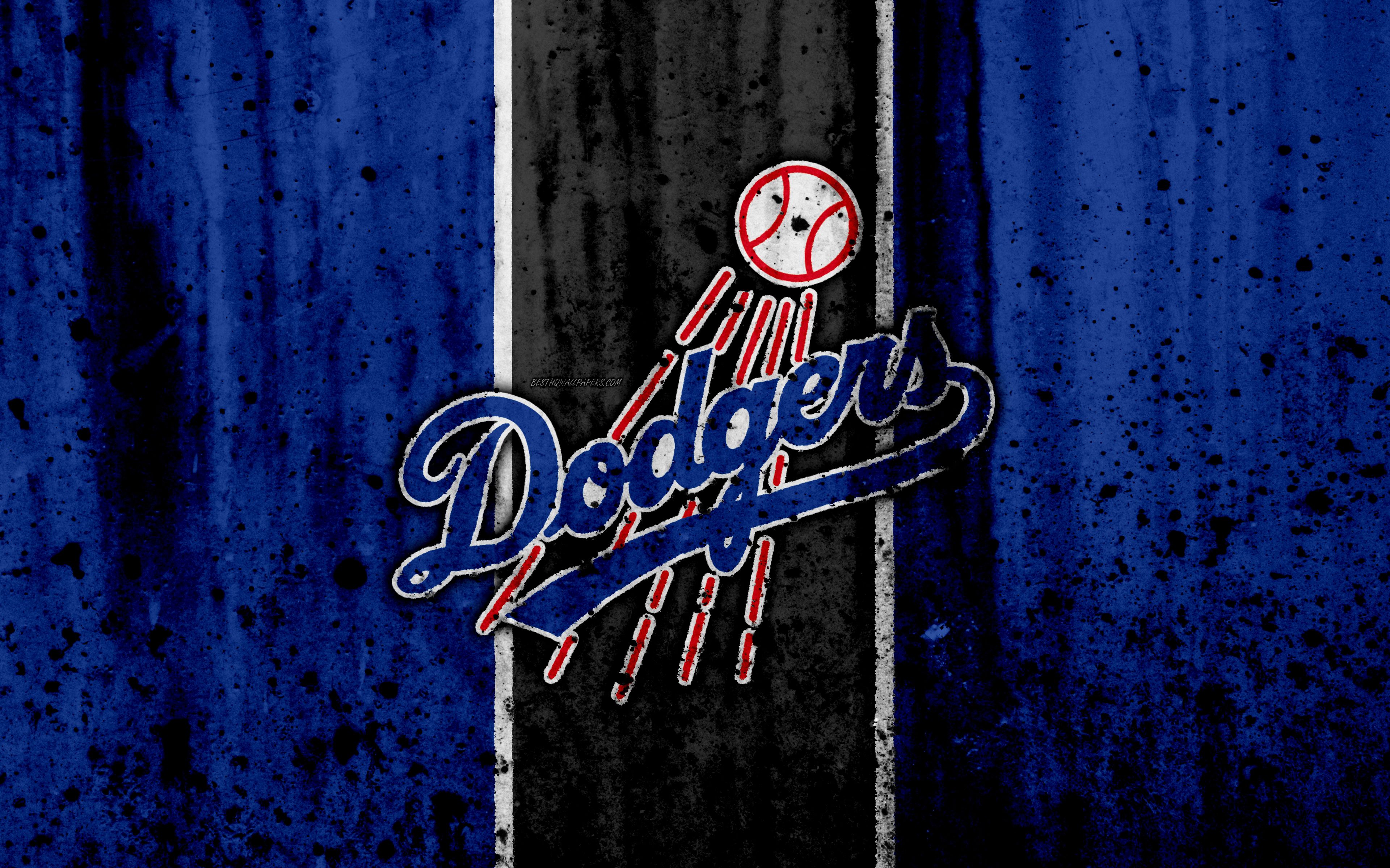 Download wallpapers 4k, Los Angeles Dodgers, grunge, baseball club.