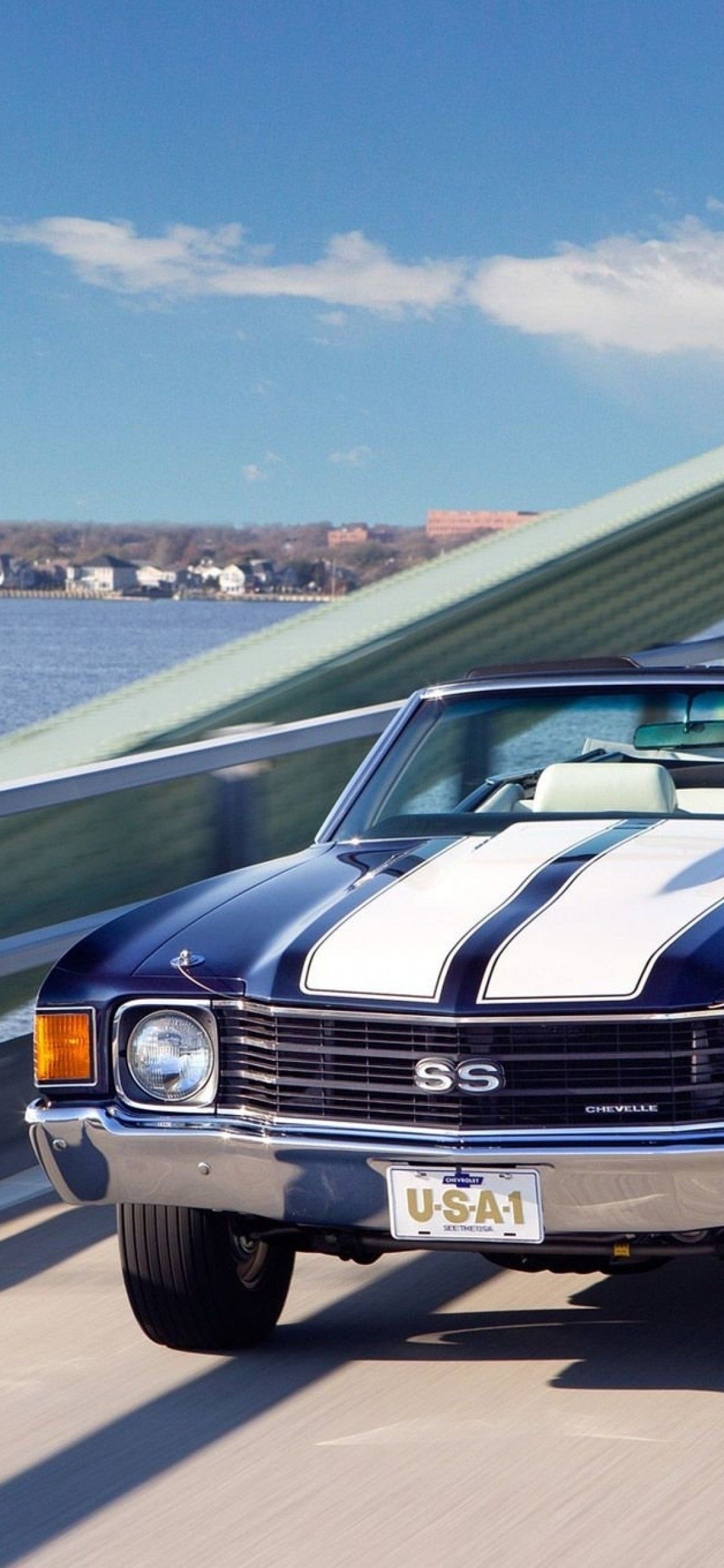 Download 1125x2436 Cars, 1967 Chevrolet Chevelle Ss, Bridge