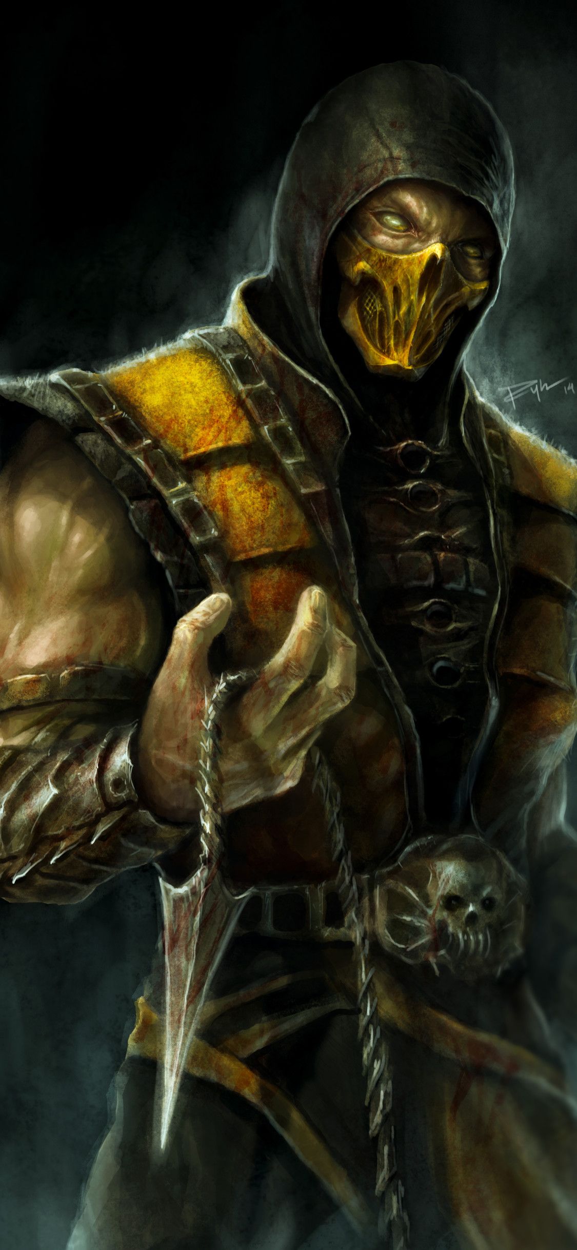 Scorpion Mortal Kombat X 4k Artwork iPhone XS, iPhone 10