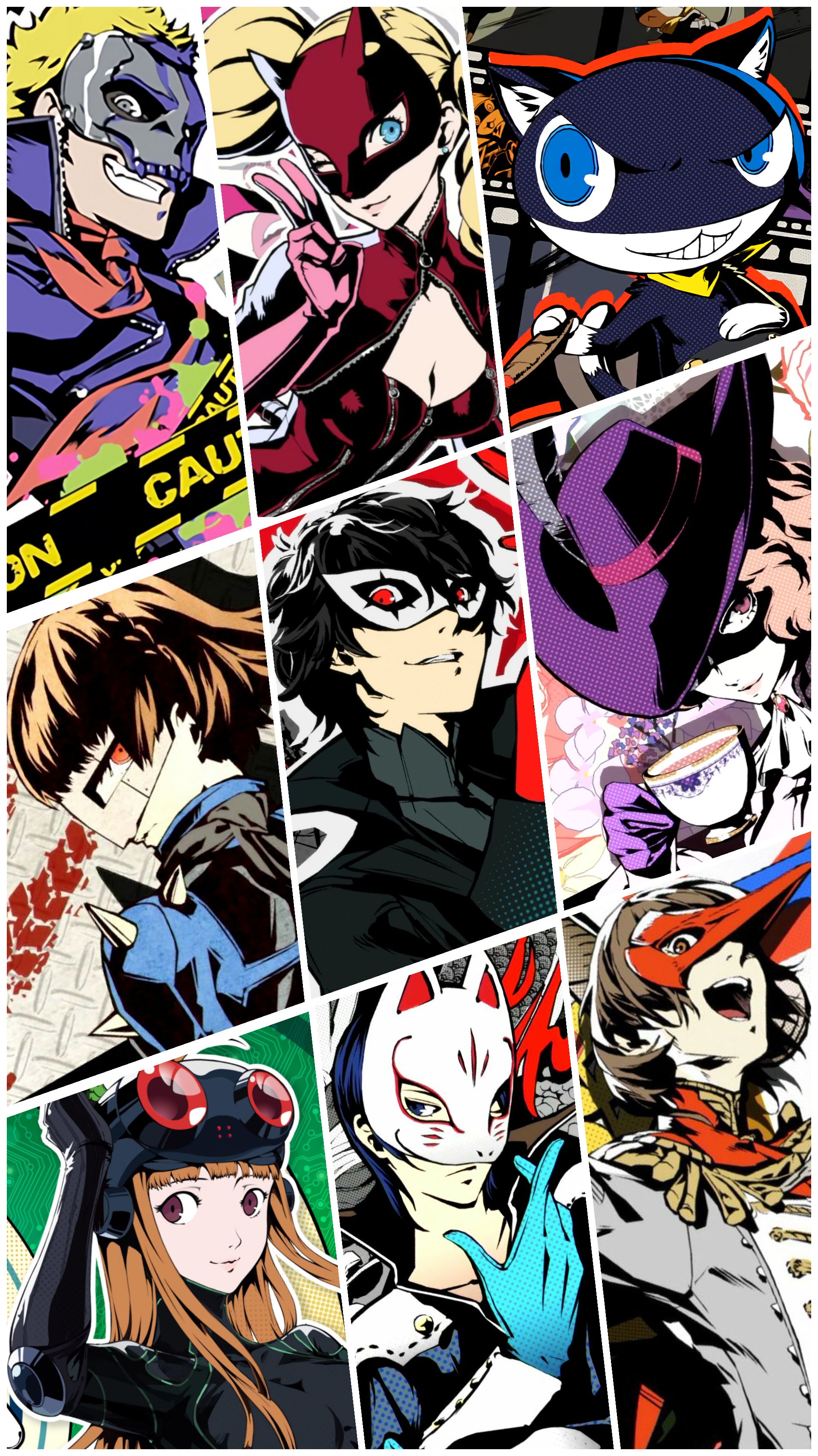 Made a phone wallpaper of all the phantom thieves: Persona5