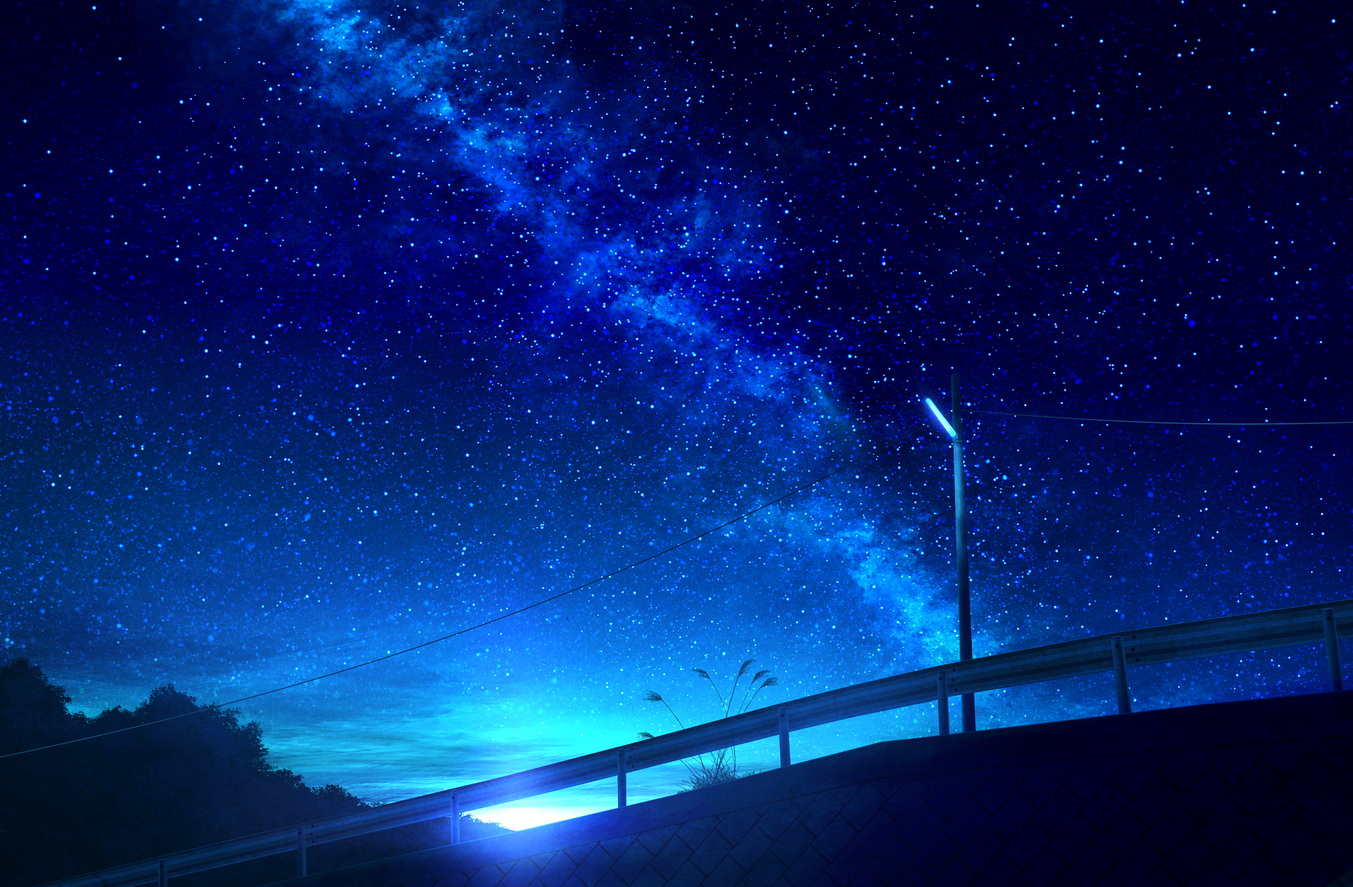 Blue Anime Galaxy Background