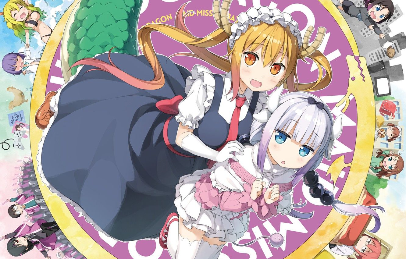 Wallpaper girl, anime, dragon, japanese, maid, bishojo, seifuku