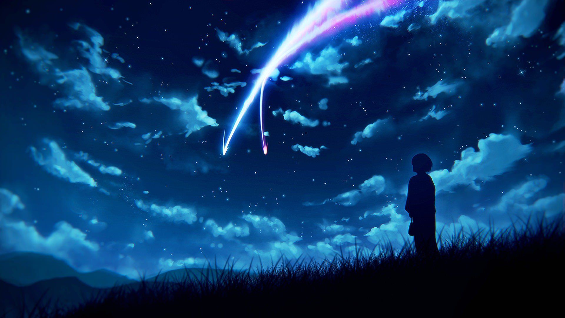 Anime Dark Blue Sky Wallpaper