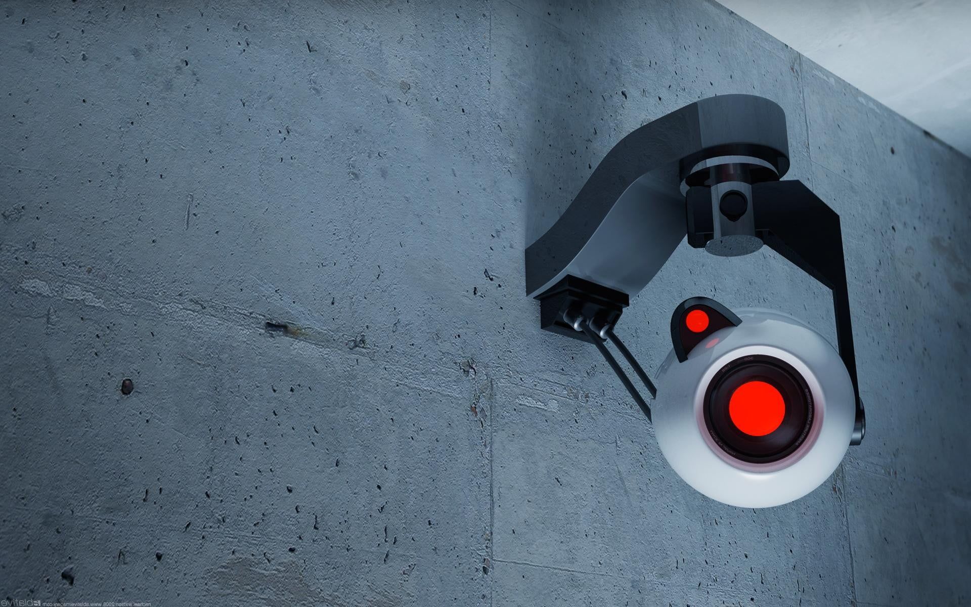 White security camera, Portal (game), camera, video games HD wallpaper
