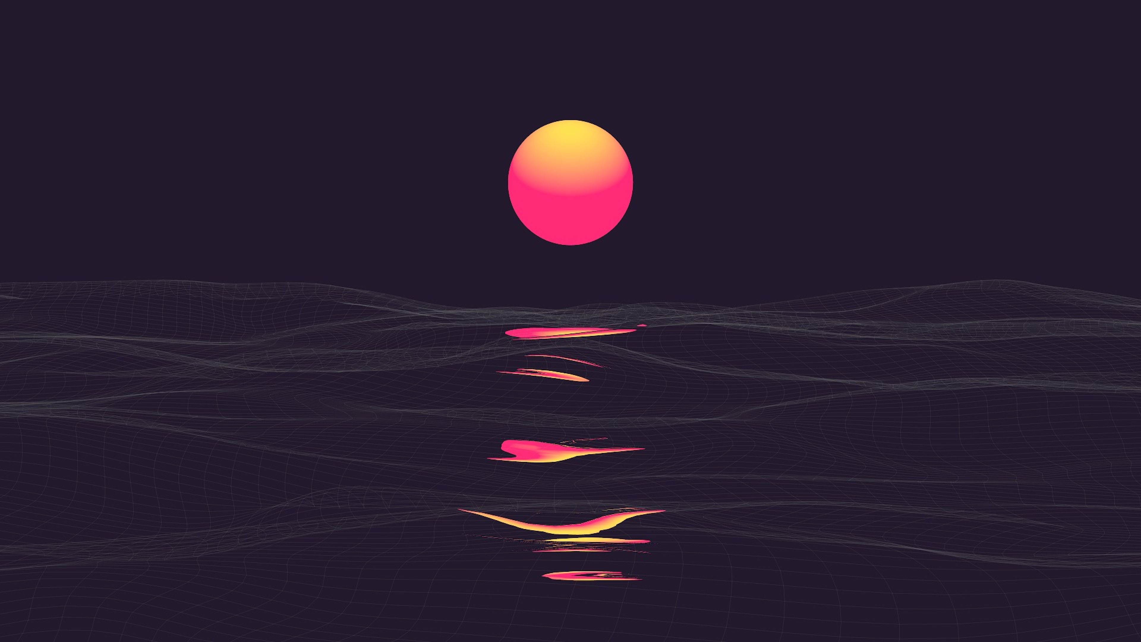 Abstract Vaporwave Retrowave Sun Reflaction 4K Wallpaper