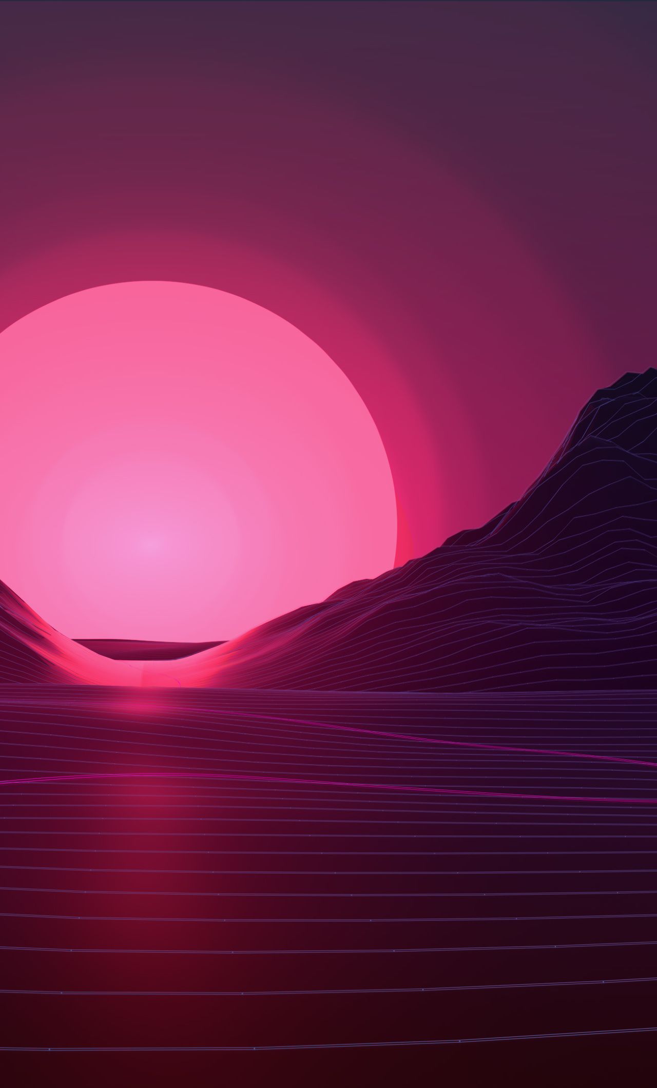 Sun In Retro Wave Mountains iPhone 6 plus Wallpaper, HD Artist 4K Wallpaper, Image, Photo and Background