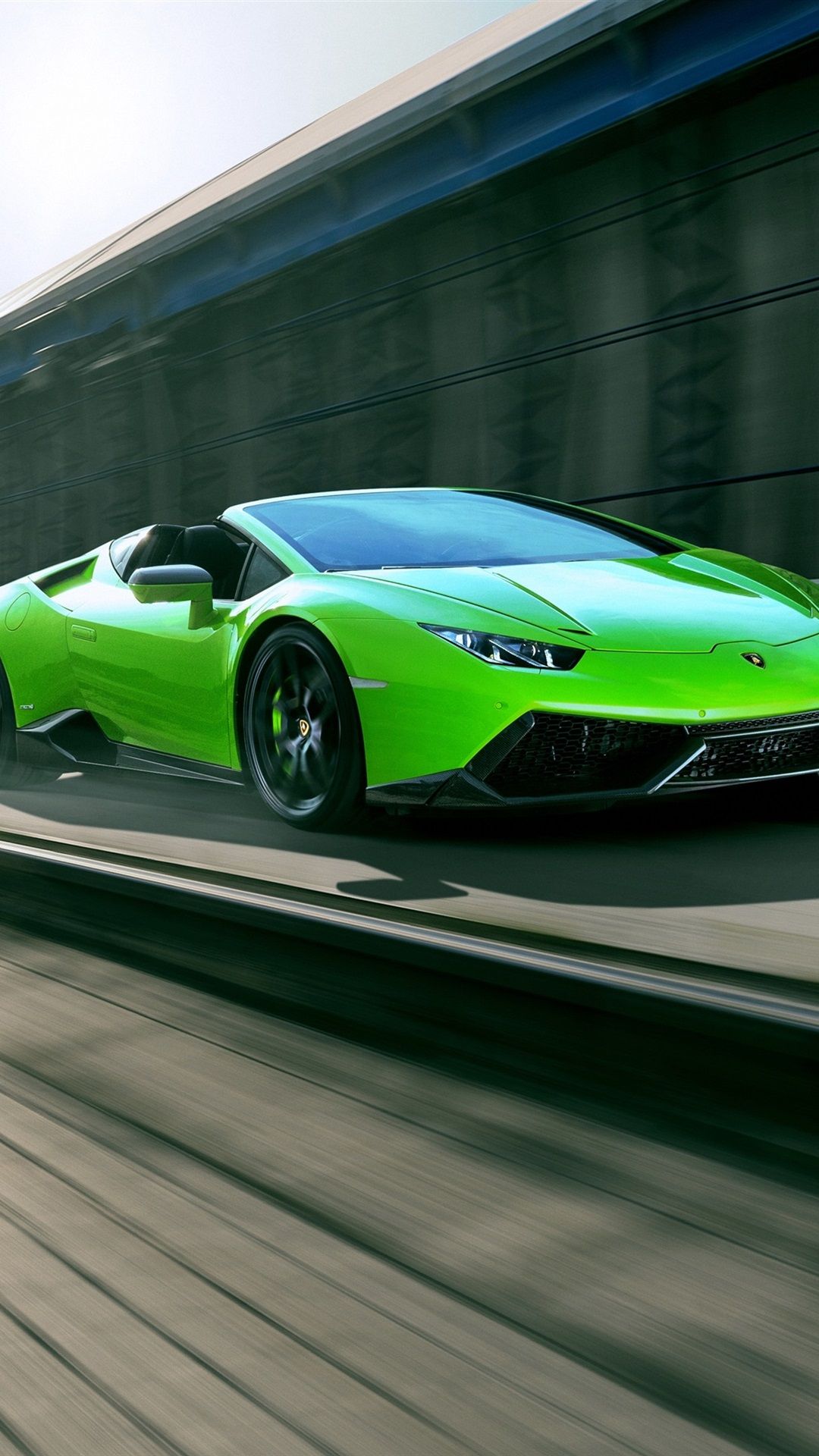 Lamborghini Huracan Spyder green supercar high speed 1080x1920