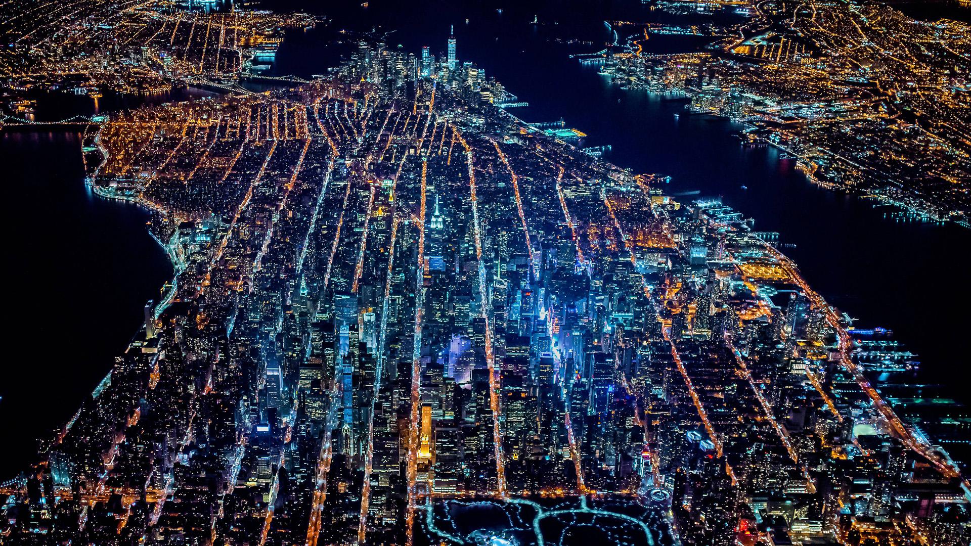 Lower Manhattan at night [1920x1080]