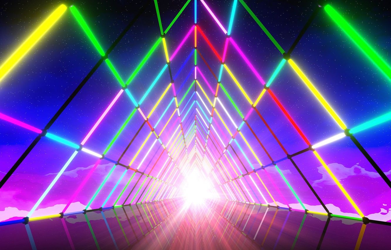 Wallpapers Music, Neon, Light, Background, The tunnel, Neon, Synth