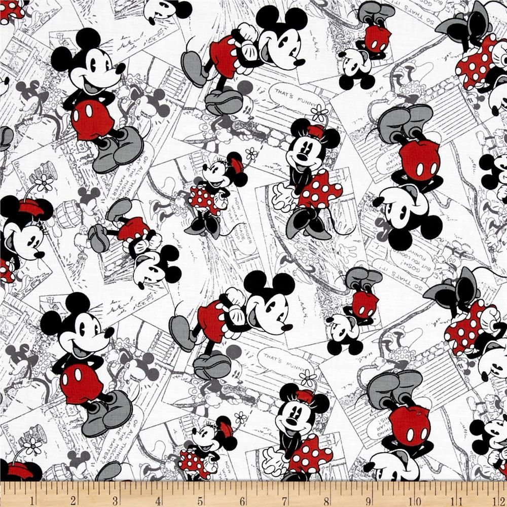Disney Vintage Mickey Comic Strip Character Toss Black Red