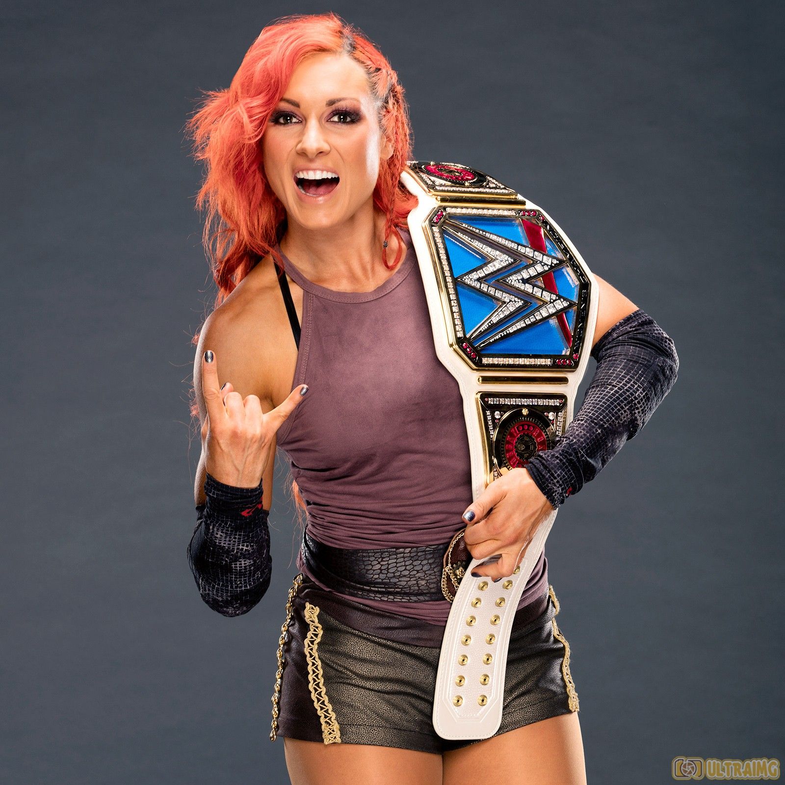 Becky Lynch shows off her SmackDown Women's Championship
