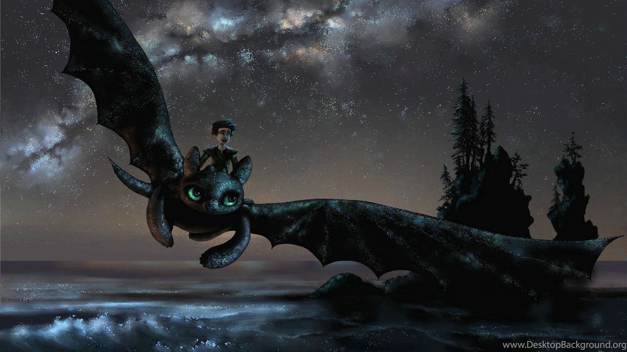 Wallpaper How To Train Your Dragon Flying Night Fury 2560x1440