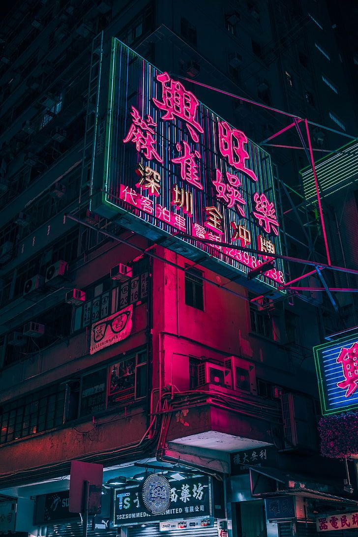 HD wallpaper: pink kanji script signage, neon, Hong Kong, Ryan