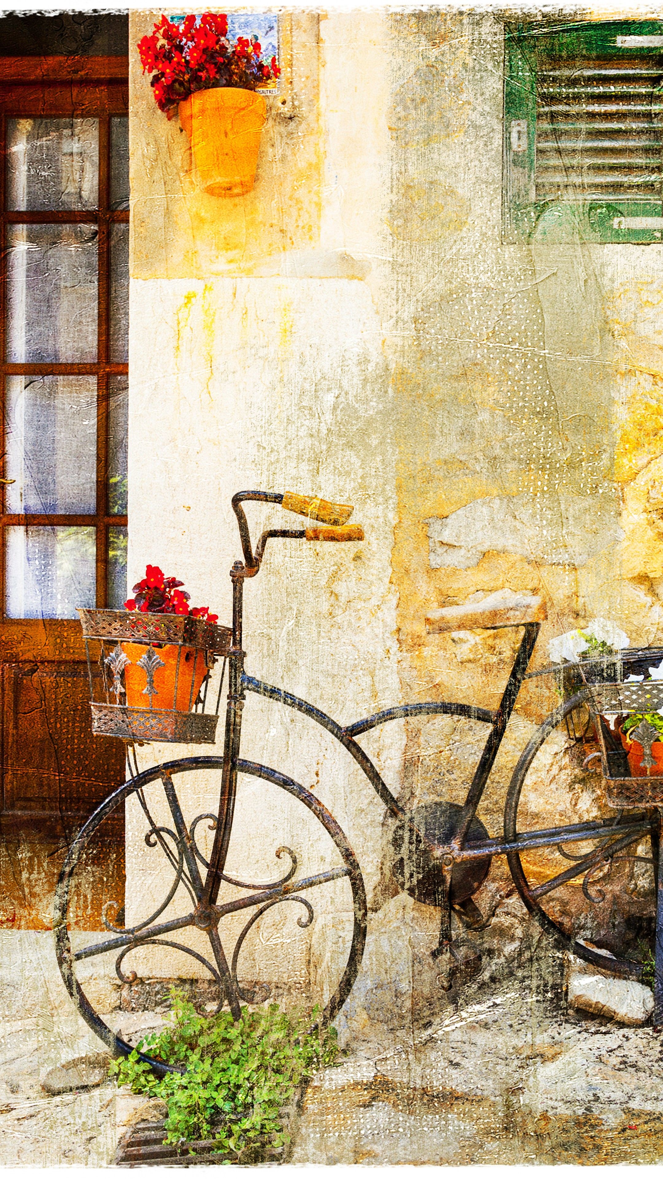 Wallpaper Bicycle, vintage, old house, 8K, Art