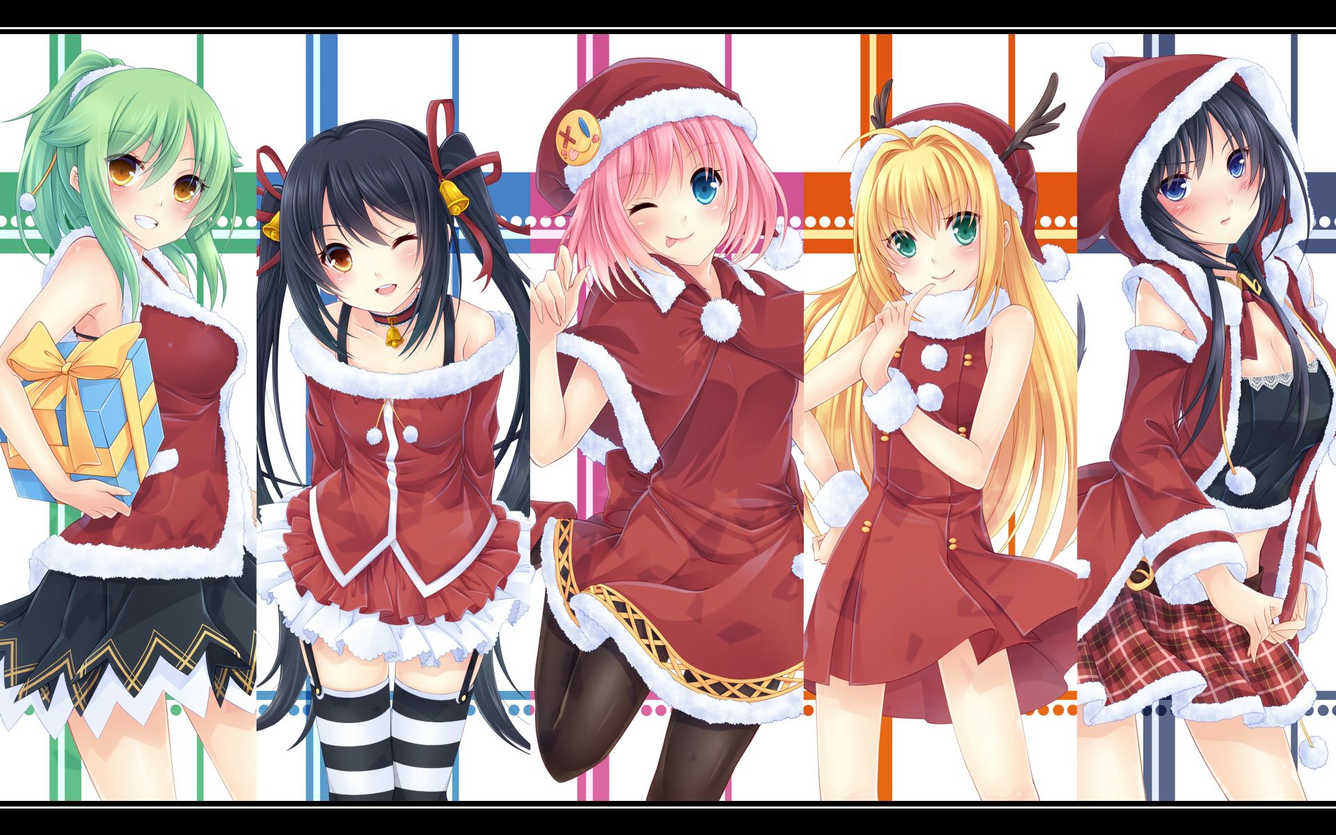 Anime Girl Group Christmas, HD Wallpaper & background Download