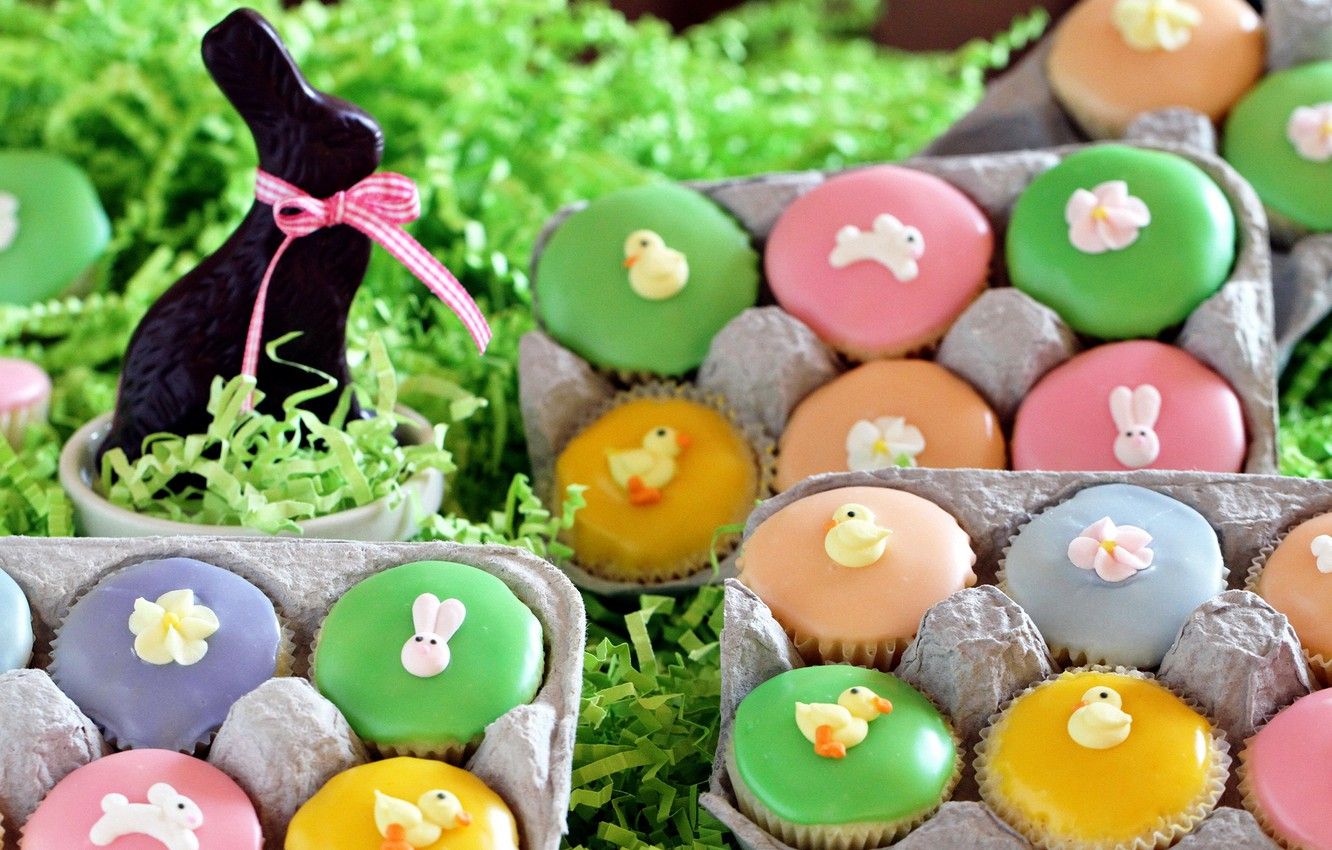 Wallpaper hare, Easter, cakes, cupcakes image for desktop, section праздники
