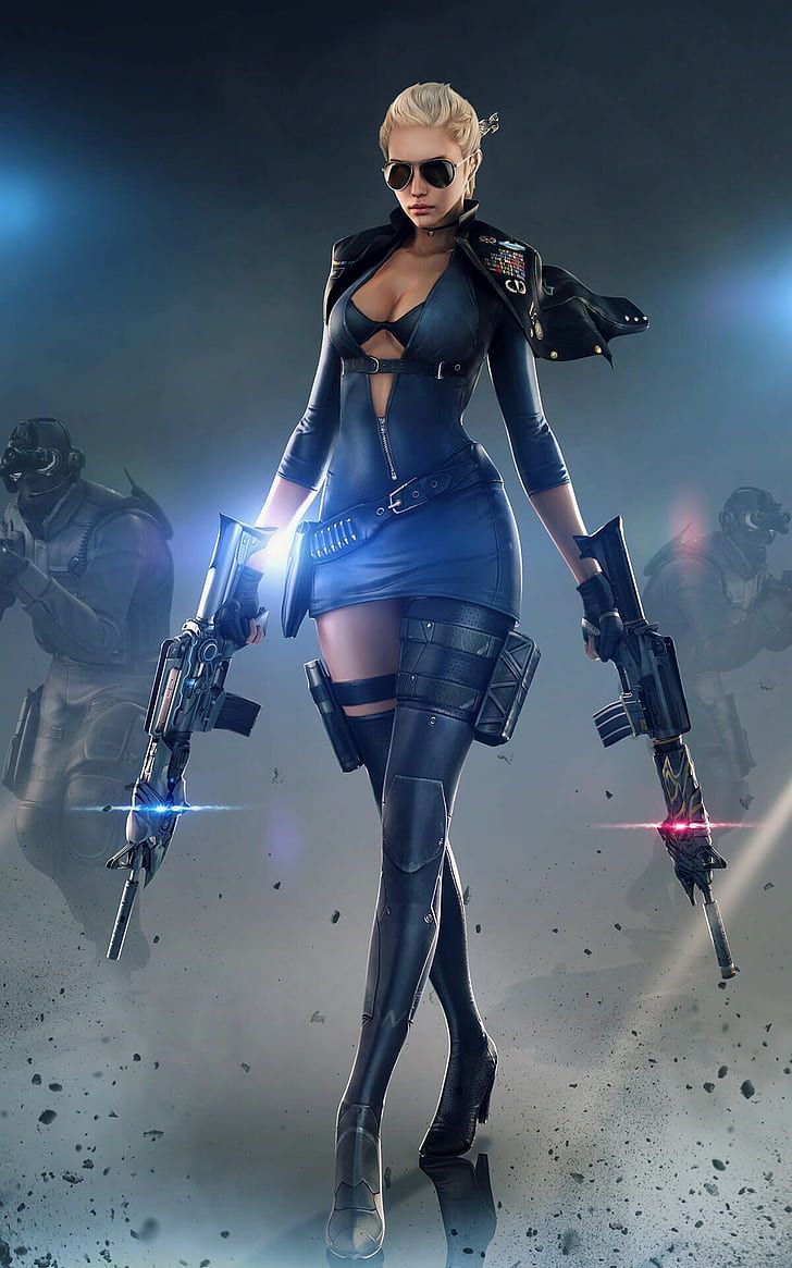 HD wallpaper: women, girls with guns, digital art, PC gaming