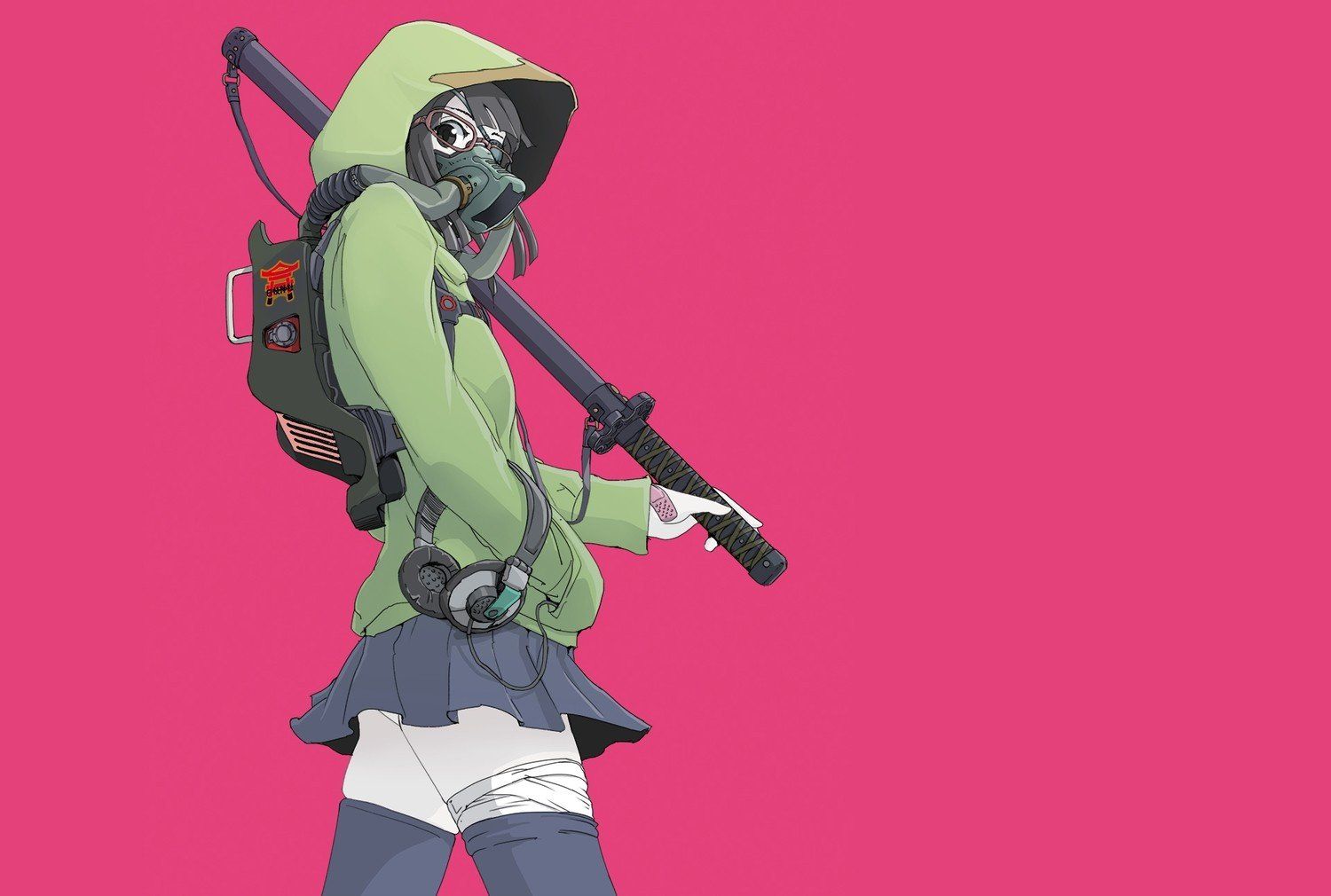anime girls, Anime, Original characters, Gas masks, Glasses HD